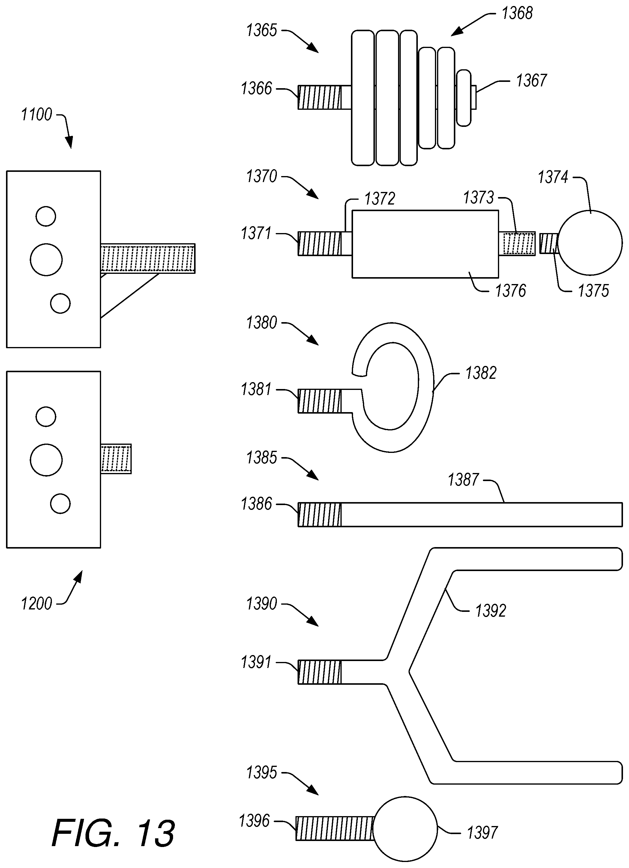 Patent US11781711 Figure 17 – Multi-use mounting bracket with extension and internal support rod for gym accessories