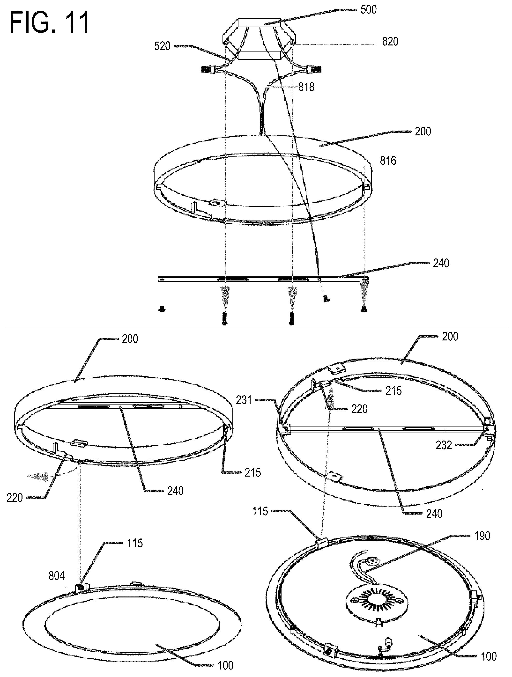 Patent US11781718 Figure 11 – Multi-configurable light emitting diode (LED) flat panel lighting fixture