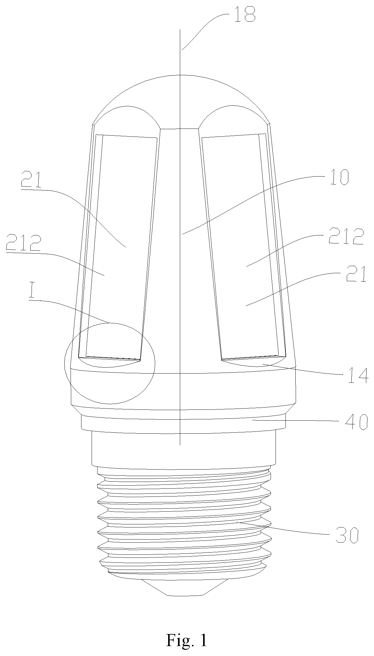 Patent US11781729 Figure 1 – Lamp body and bulb lamp
