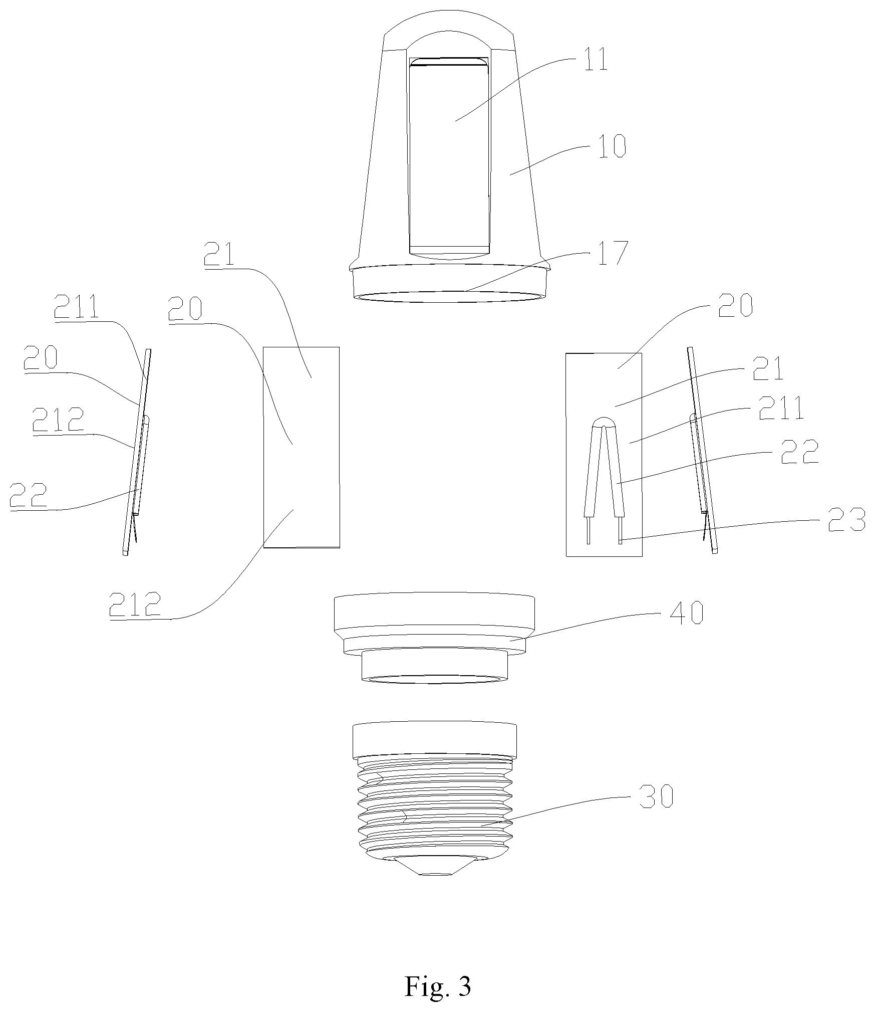 Patent US11781729 Figure 3 – Lamp body and bulb lamp