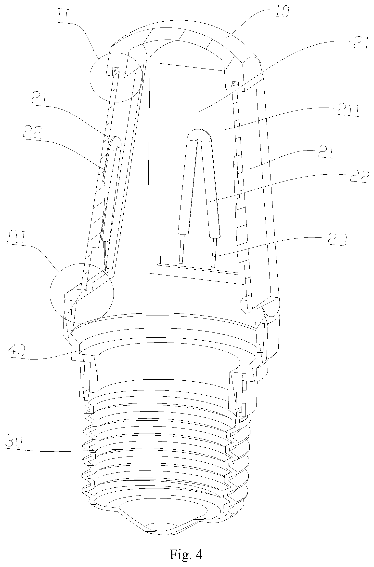 Patent US11781729 Figure 4 – Lamp body and bulb lamp