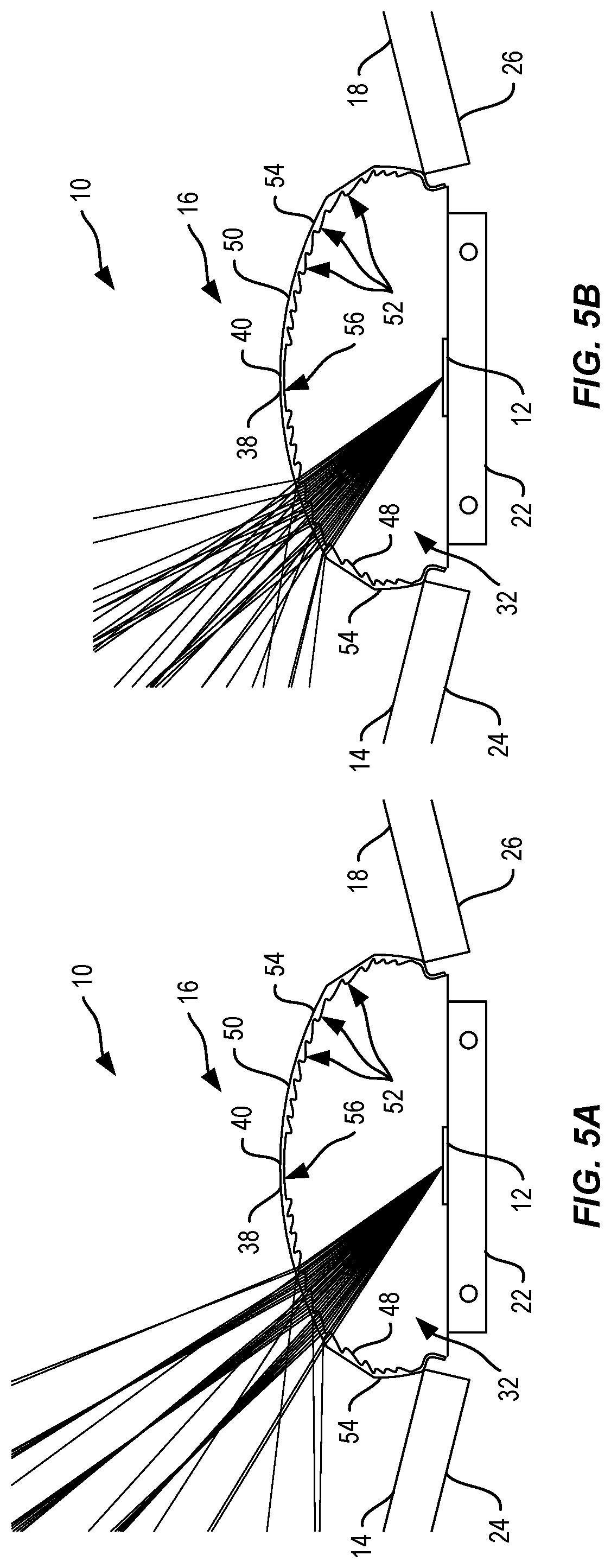 Patent US11781732 Figure 5 – Lighting fixture with lens assembly for reduced glare