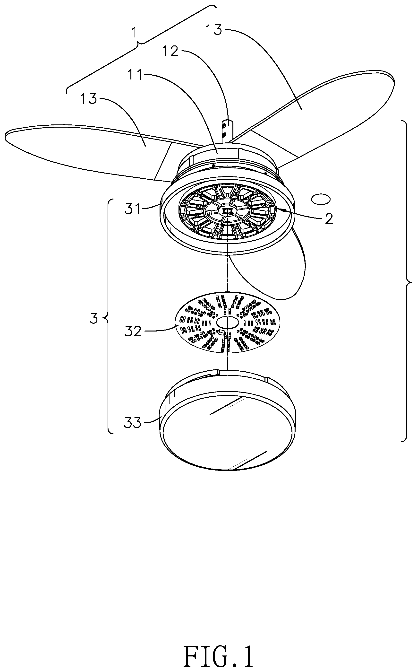 Patent US11781746 — Fan light — Figure 1