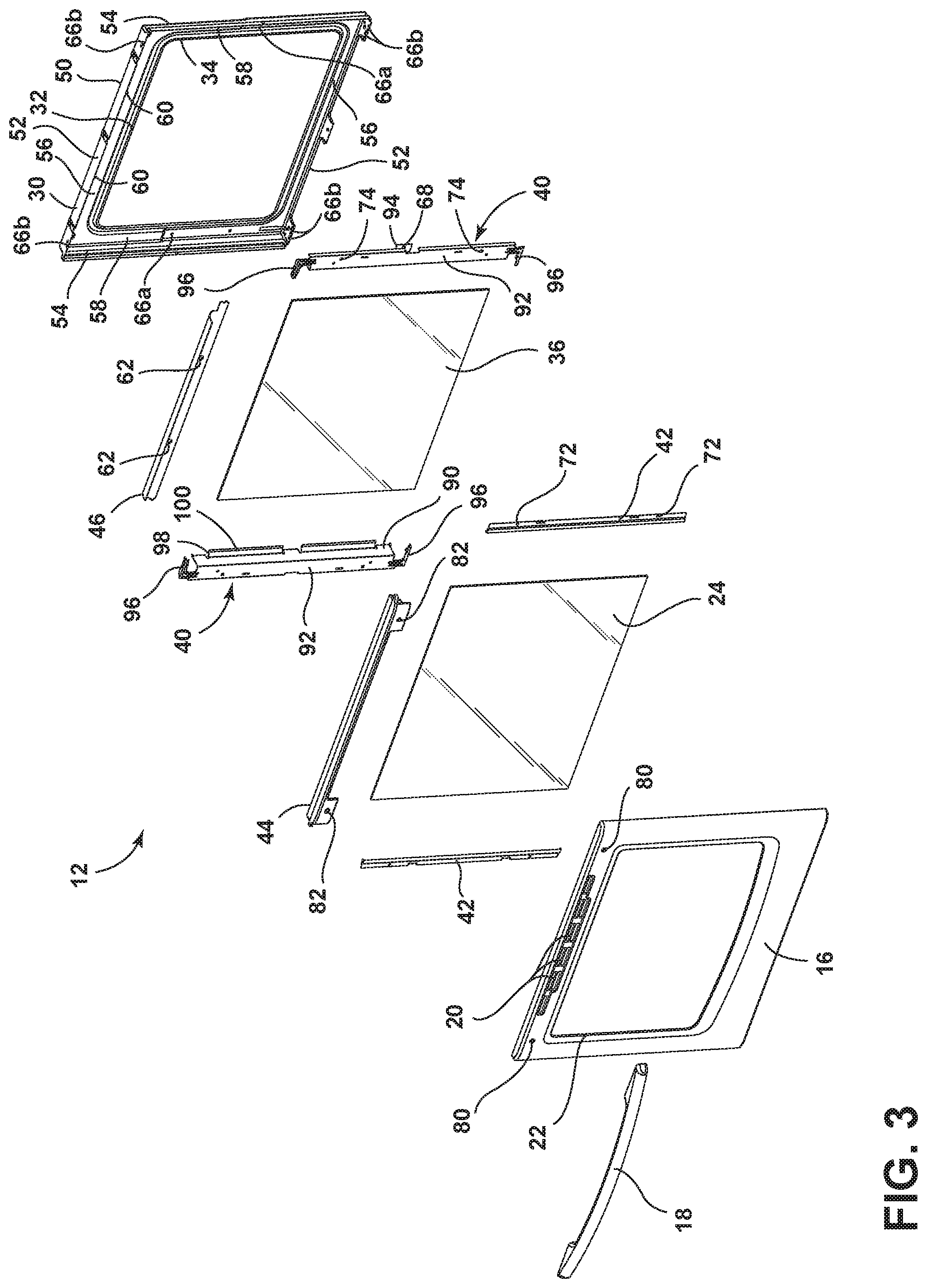 Patent US11781750 Figure 3 – Oven door assembly
