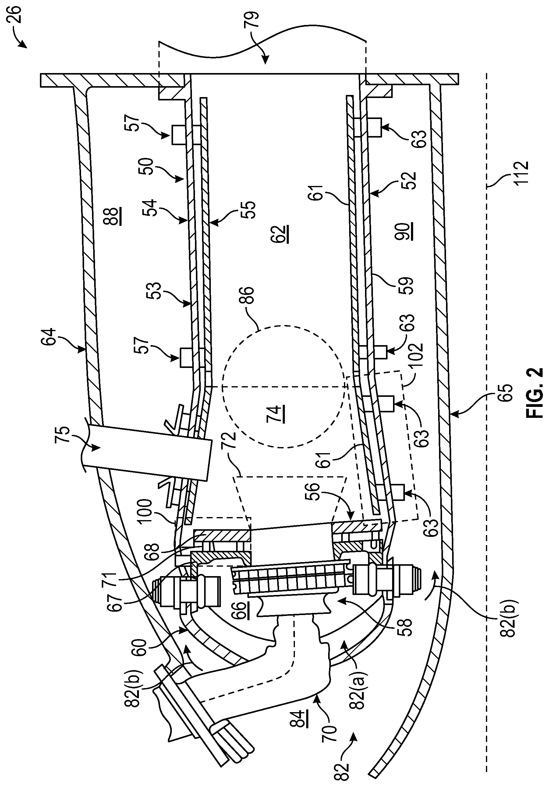 Patent US11781753 Figure 2 – Combustor dome-deflector and liner having flexible connections