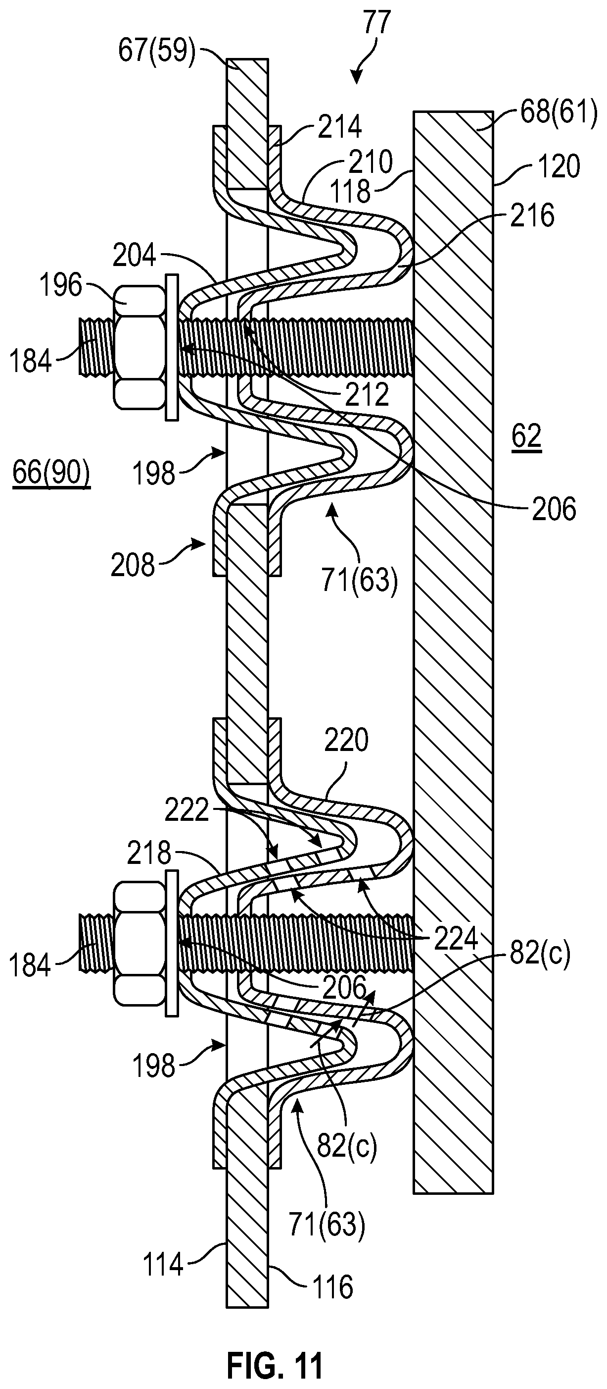 Patent US11781753 Figure 8 – Combustor dome-deflector and liner having flexible connections