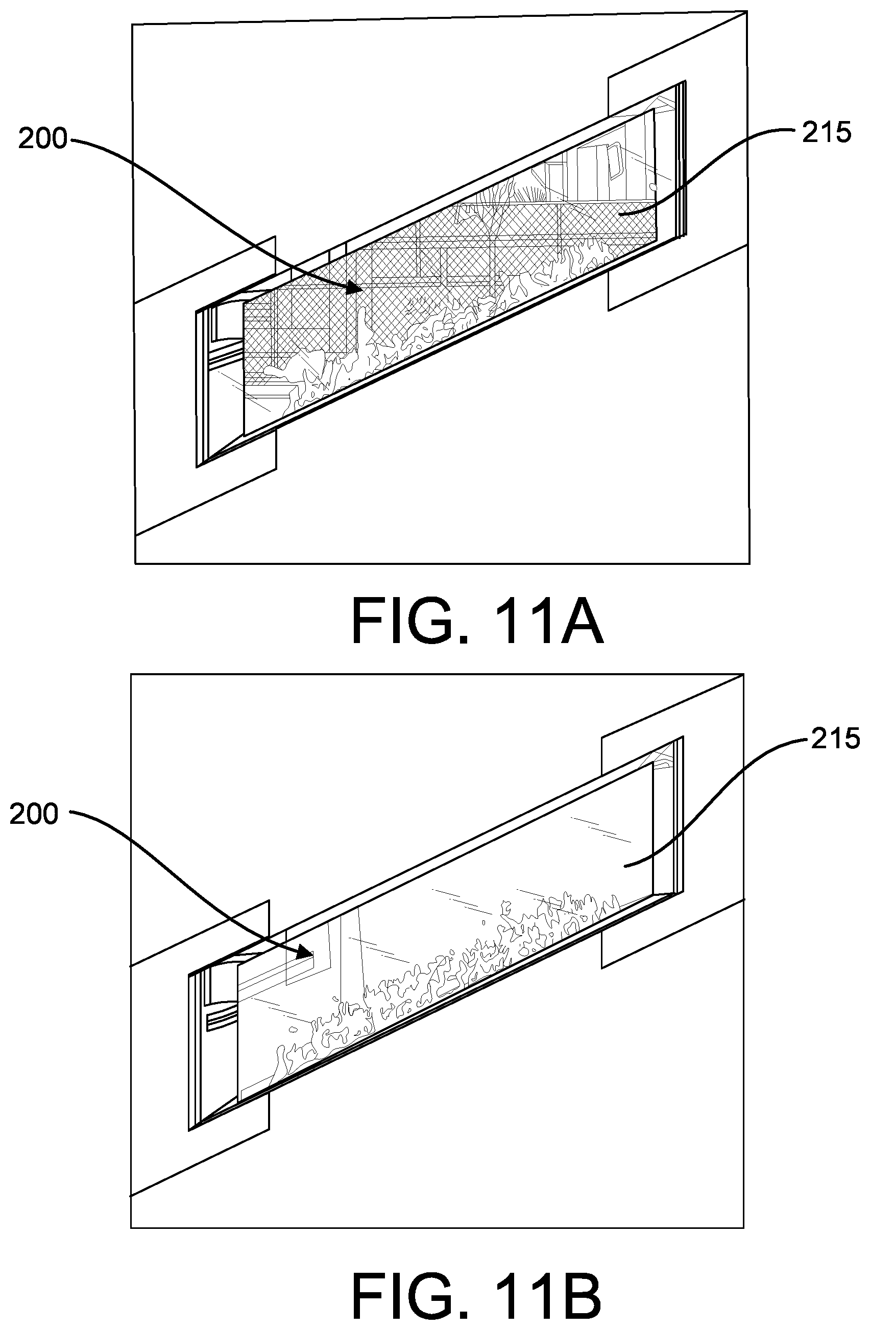Patent US11781755 Figure 12 – Fireplace with controllable and image-bearing rear wall