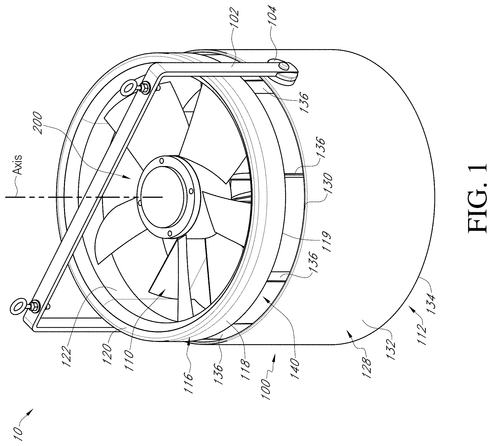 Patent US11781761 Figure 1 – Air moving device with bypass intake