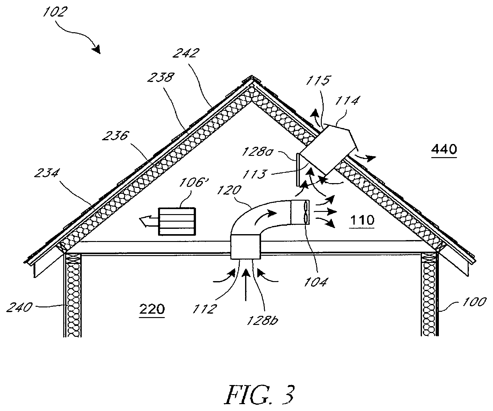 Patent US11781762 Figure 3 – Air cooling system for building structures with attic