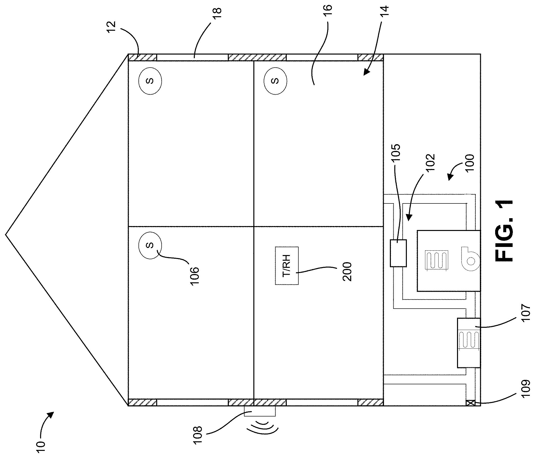 Patent US11781766 Figure 1 – System and method for humidification temperature compensation