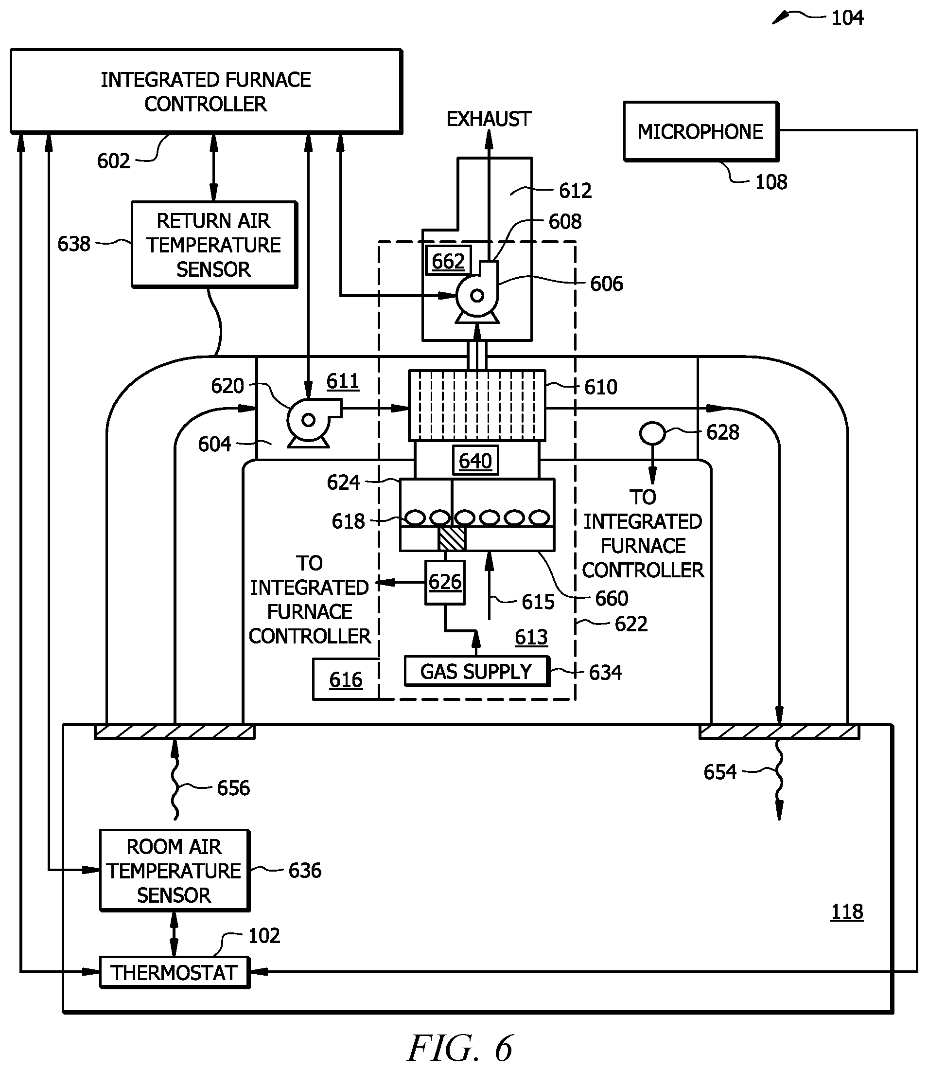 Patent US11781768 Figure 6 – Time-based and sound-based diagnostics for a heating, ventilation, and air conditioning burner assembly