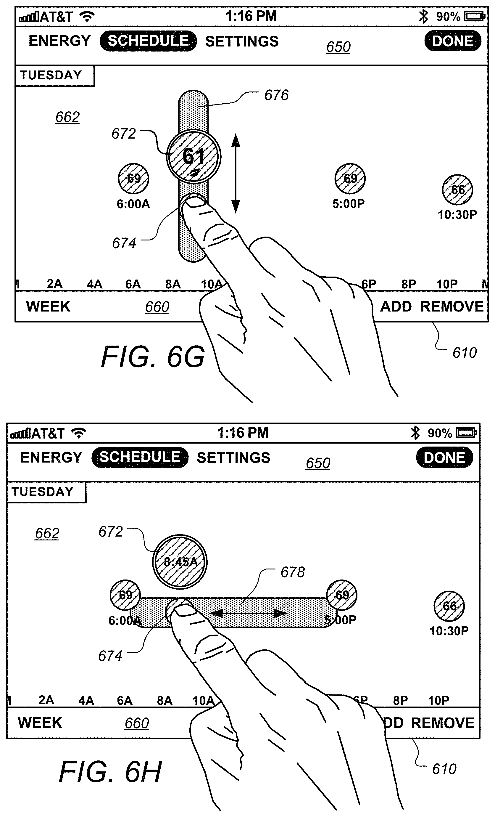 Patent US11781770 Figure 11 – User interfaces for schedule display and modification on smartphone or other space-limited touchscreen device