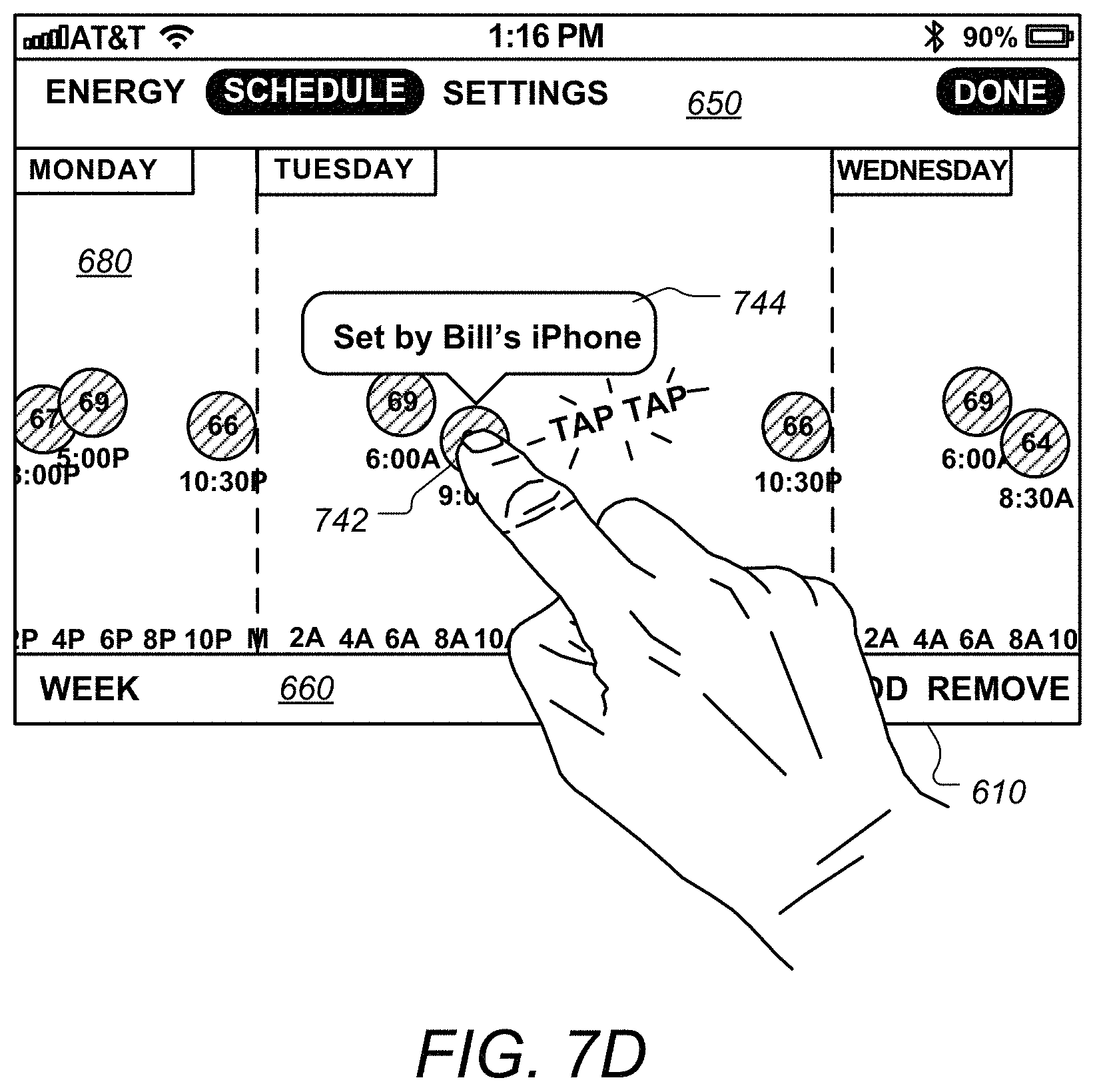 Patent US11781770 Figure 18 – User interfaces for schedule display and modification on smartphone or other space-limited touchscreen device