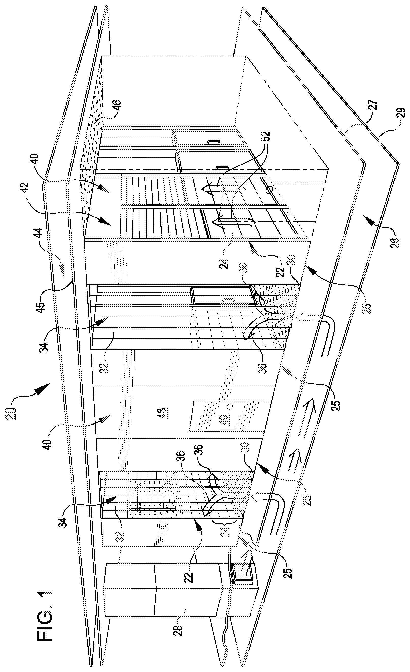 Patent US11781780 Figure 1 – Moveable airflow barrier for throughput control in cooling unit