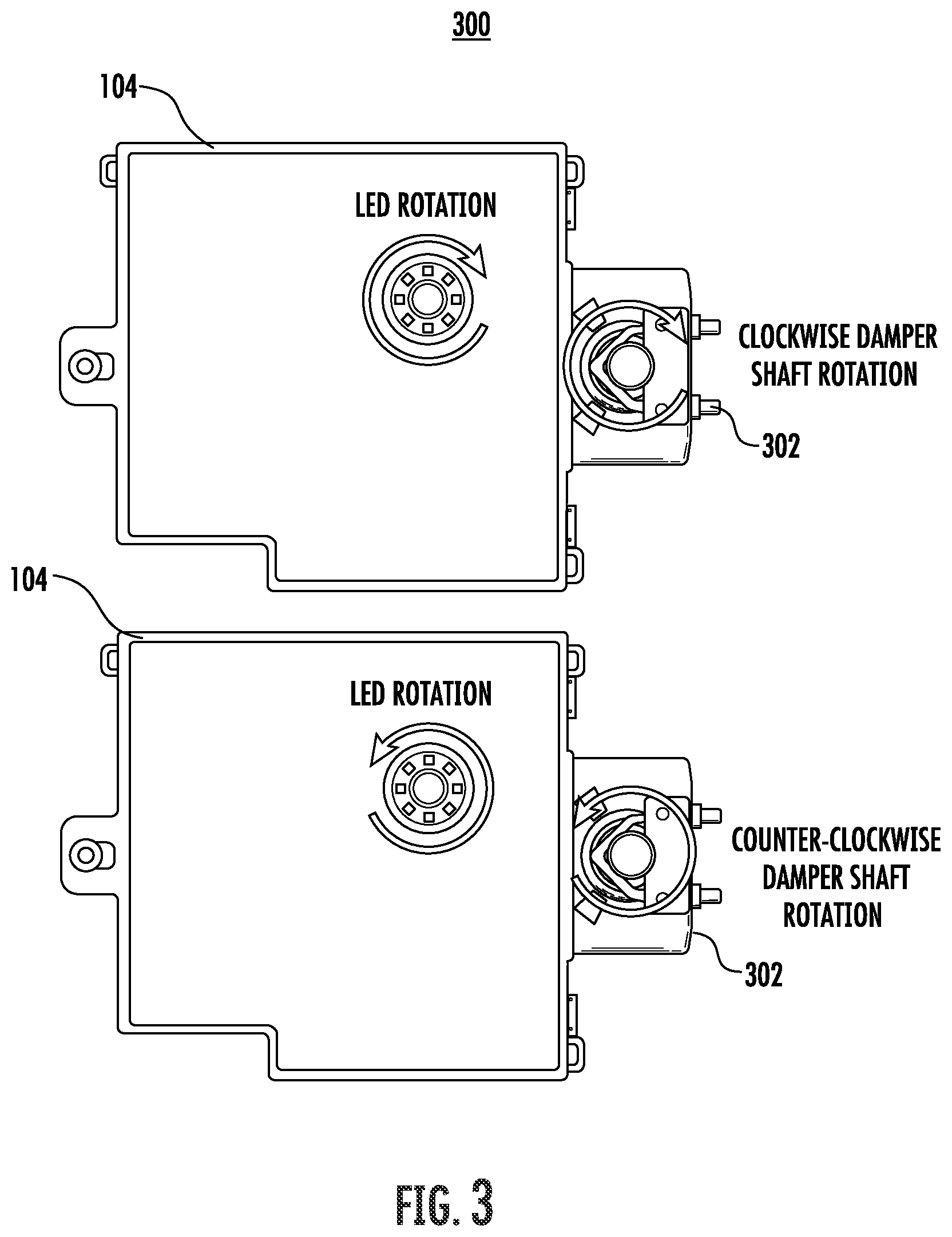 Patent US11781782 Figure 3 – Indication of motor shaft rotation and controller location