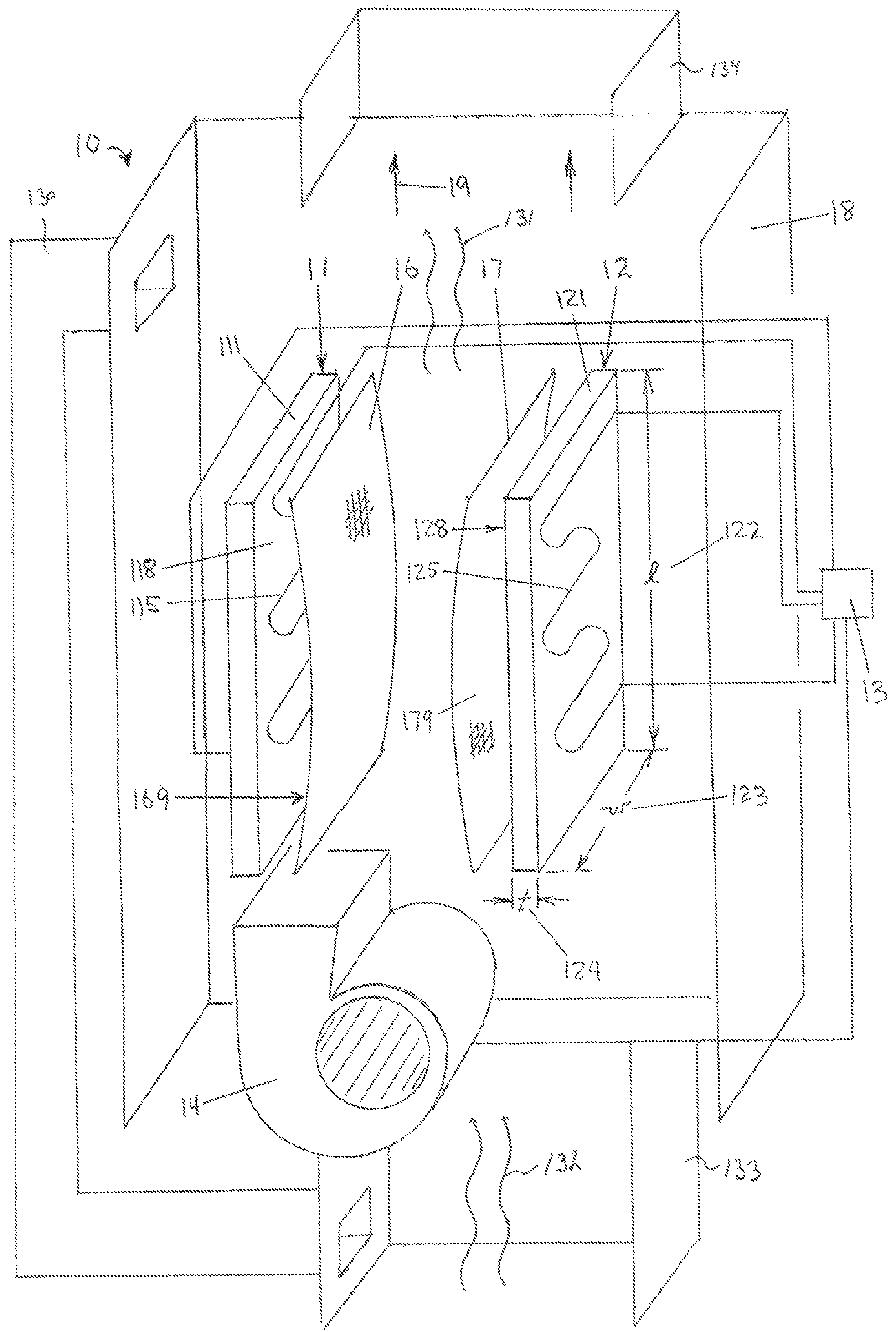 Patent US11781783 Figure 1 – Electric resistance radiant furnace having a short cycle air pass