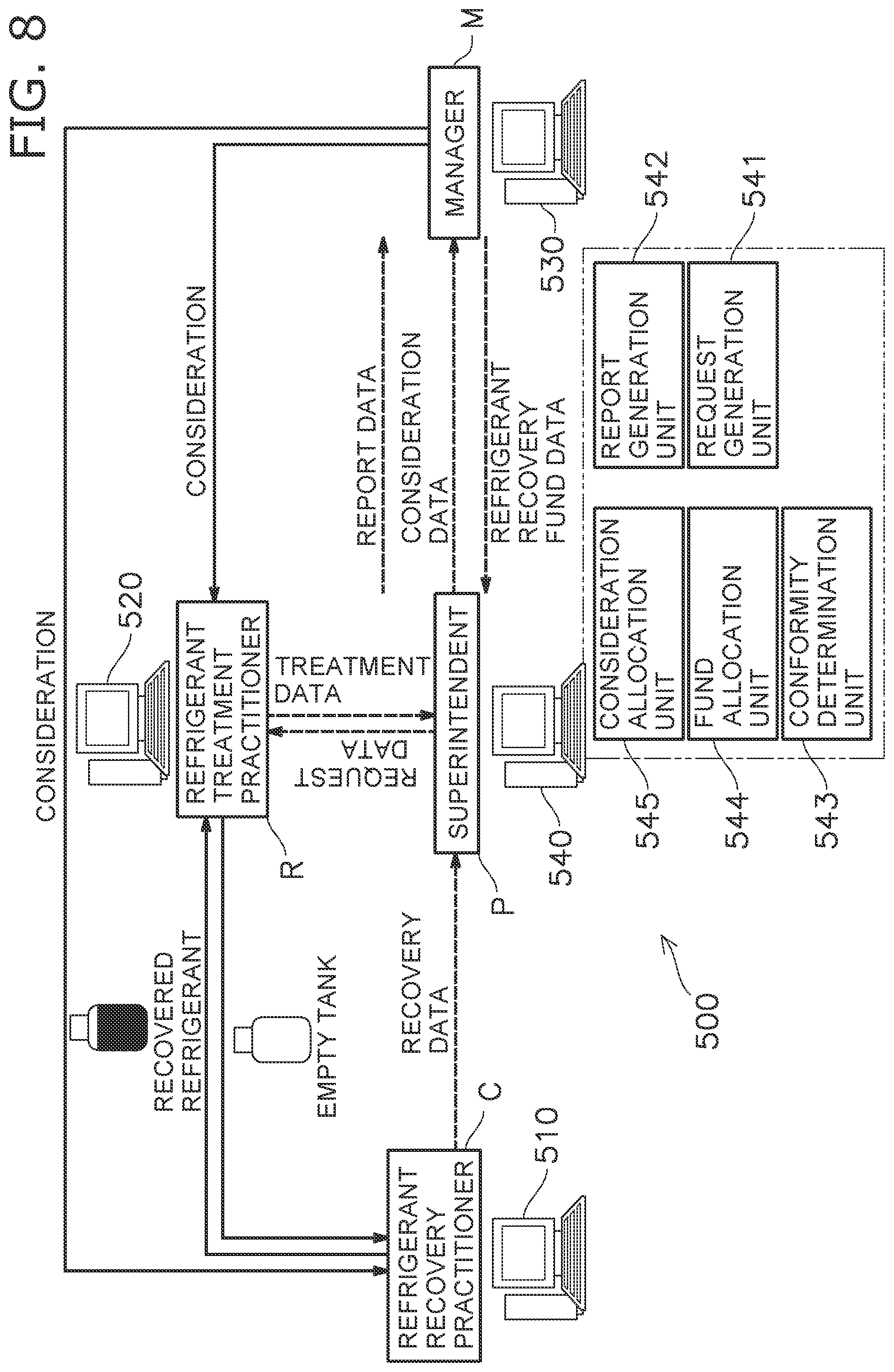 Patent US11781794 Figure 8 – Refrigerant recovery management system