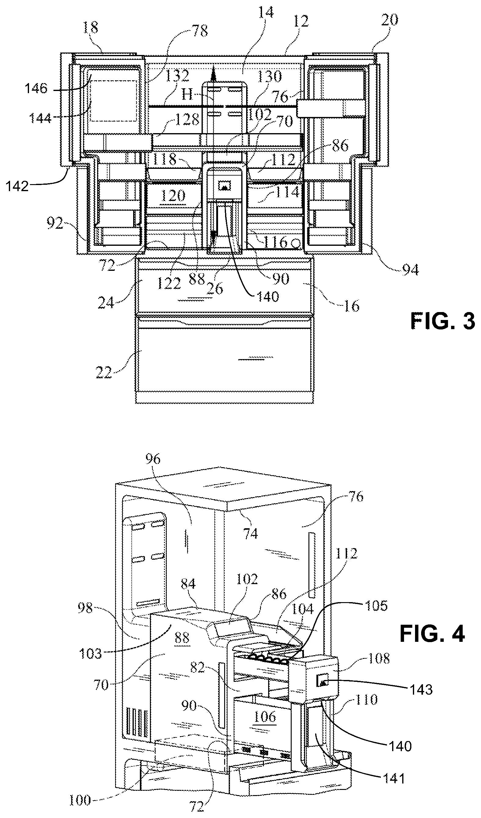 Patent US11781803 Figure 2 – Refrigerator with quick fill dispenser incorporating removable fluid storage receptacle