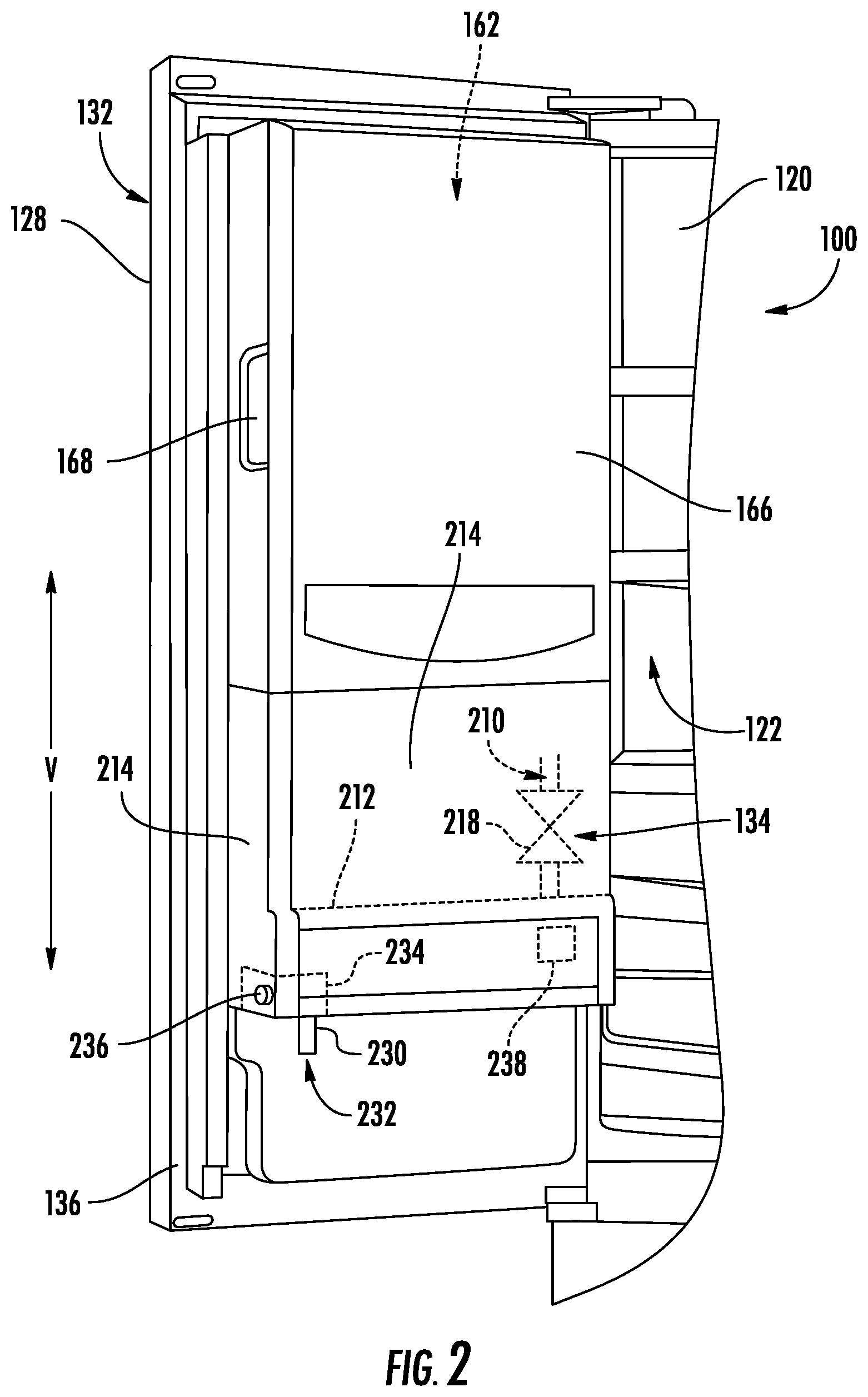 Patent US11781804 Figure 2 – Refrigerator appliance having a chilled dispensing assembly