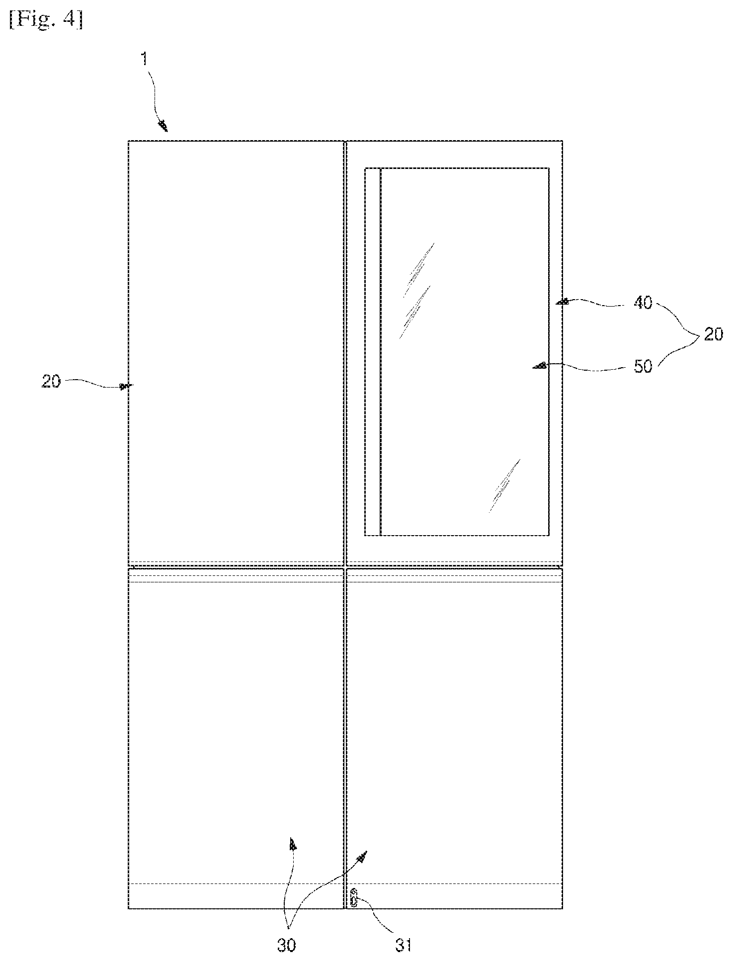 Patent US11781806 Figure 4 – Refrigerator having panel assembly