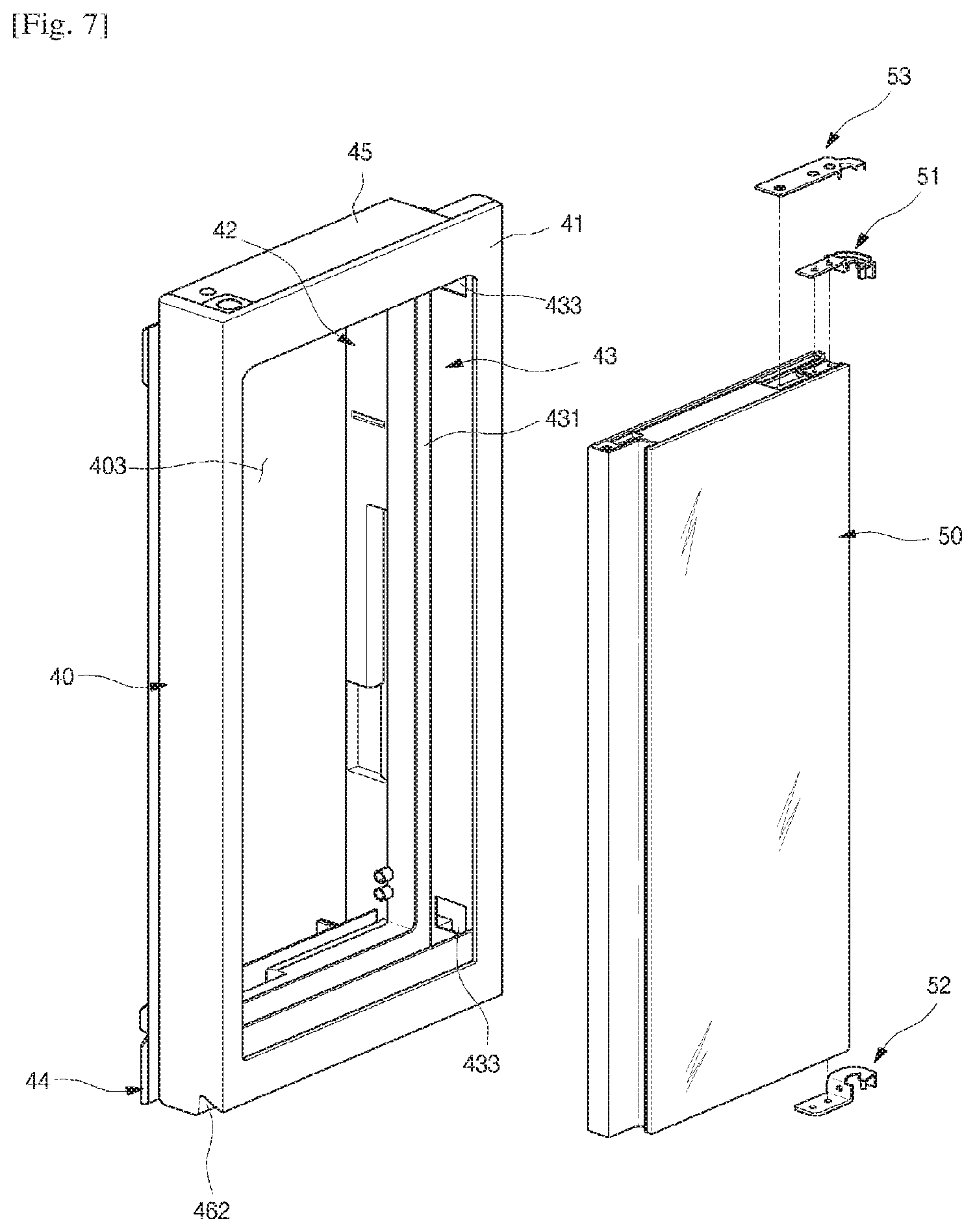 Patent US11781806 Figure 7 – Refrigerator having panel assembly