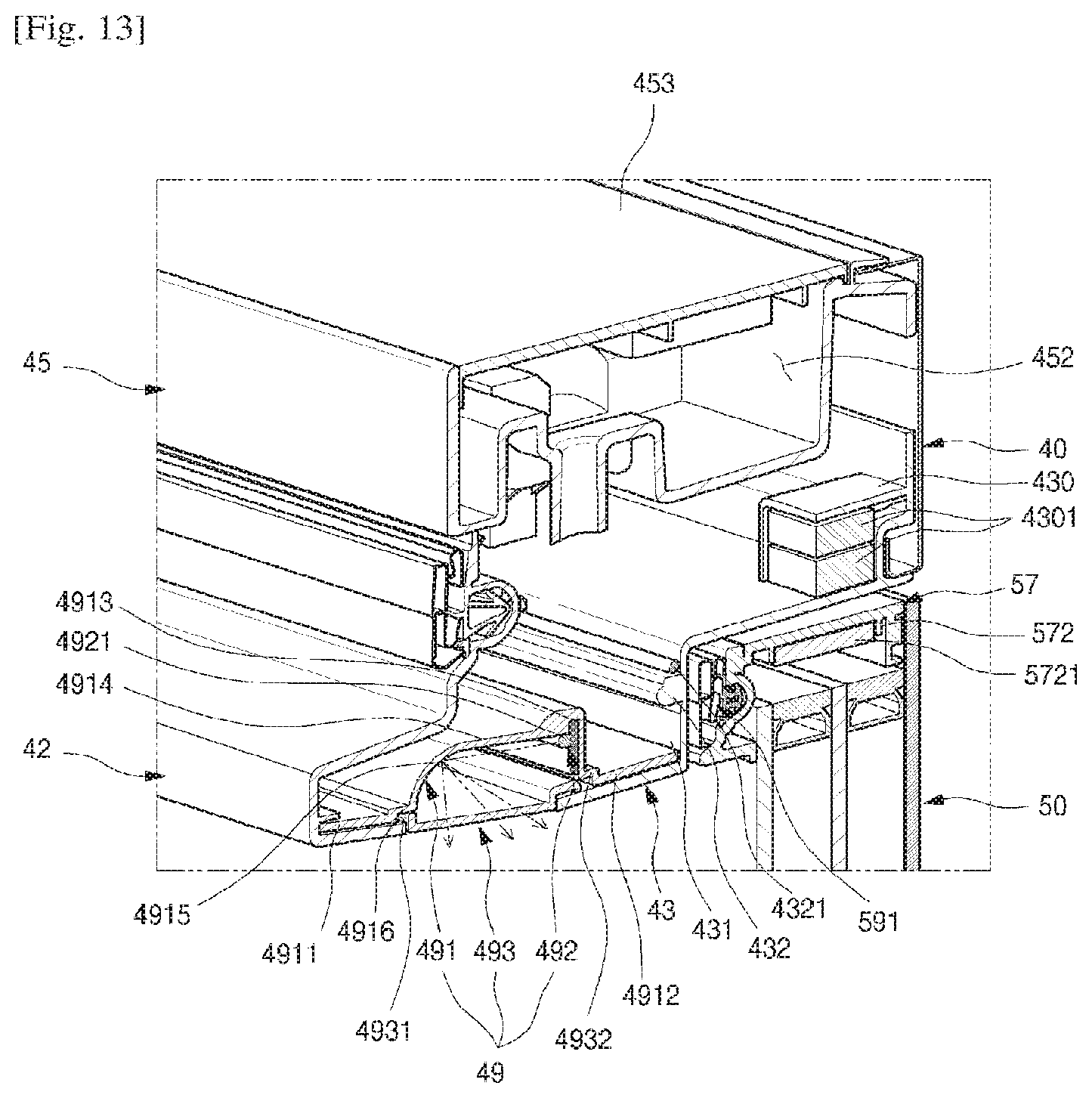 Patent US11781806 Figure 13 – Refrigerator having panel assembly