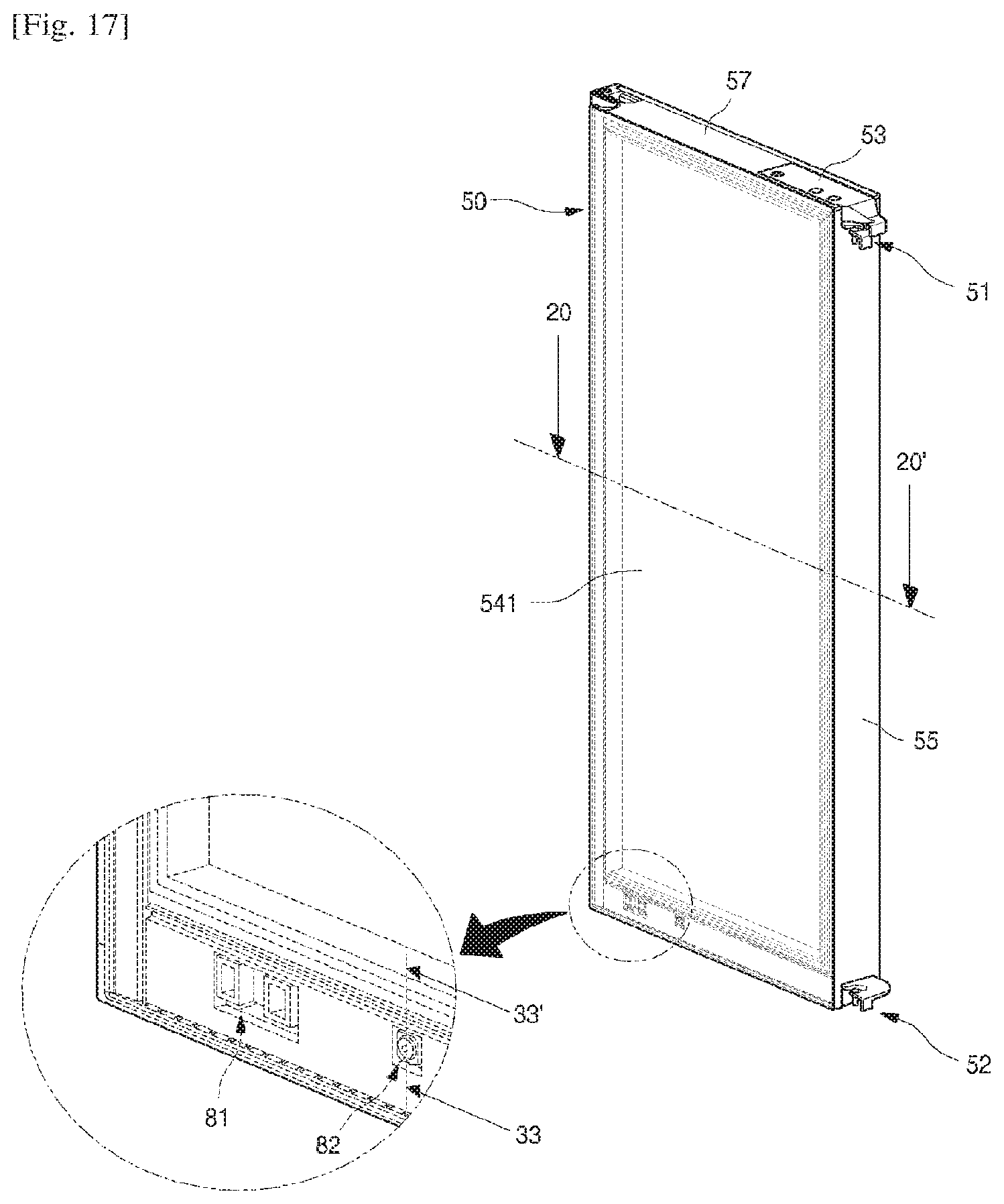Patent US11781806 Figure 17 – Refrigerator having panel assembly