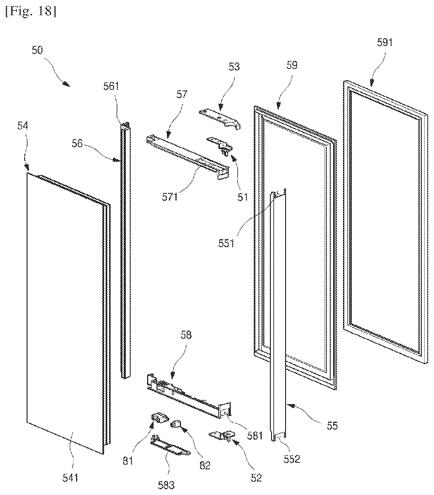 Patent US11781806 Figure 18 – Refrigerator having panel assembly