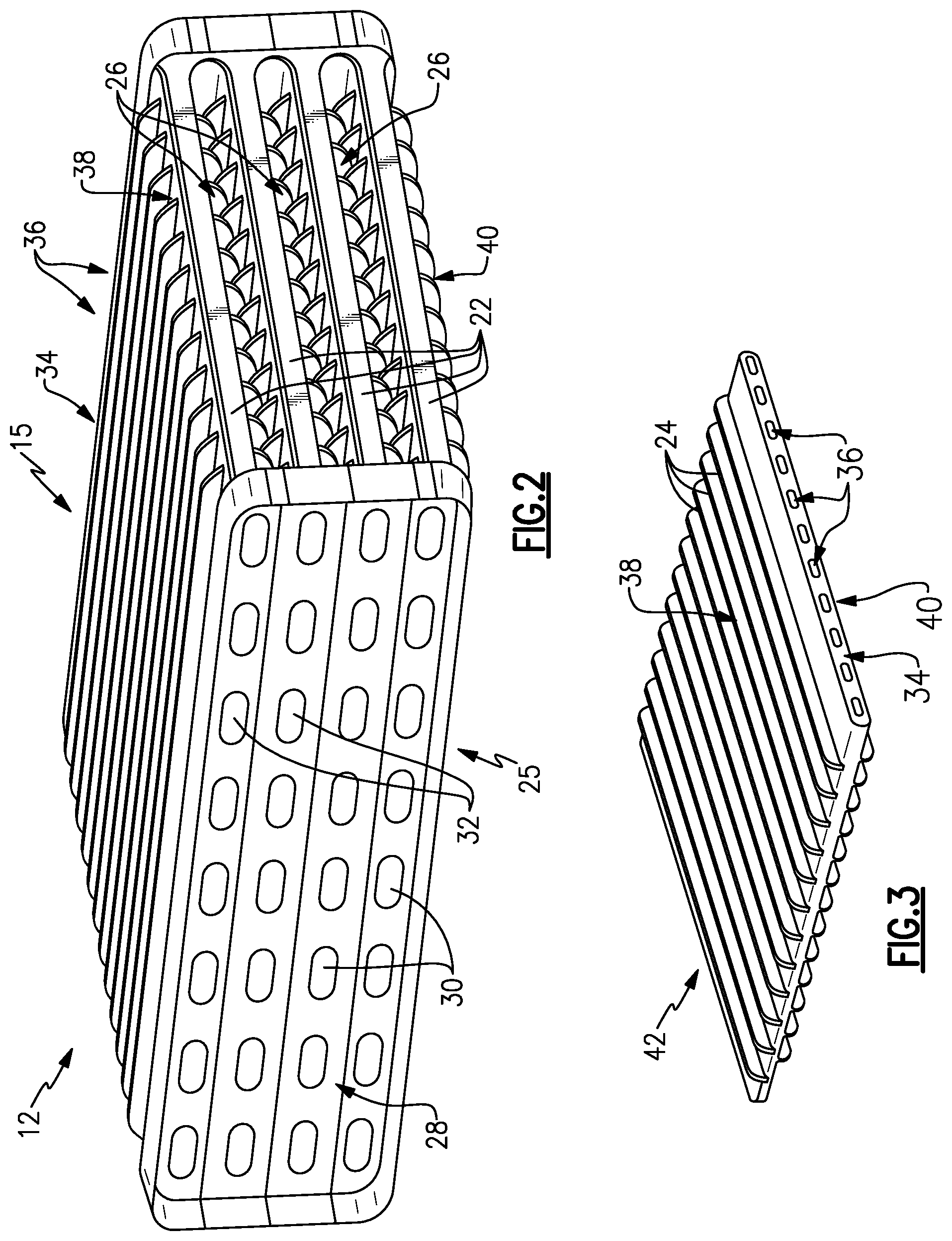 Patent US11781819 Figure 2 – Stackable core system for producing cast plate heat exchanger
