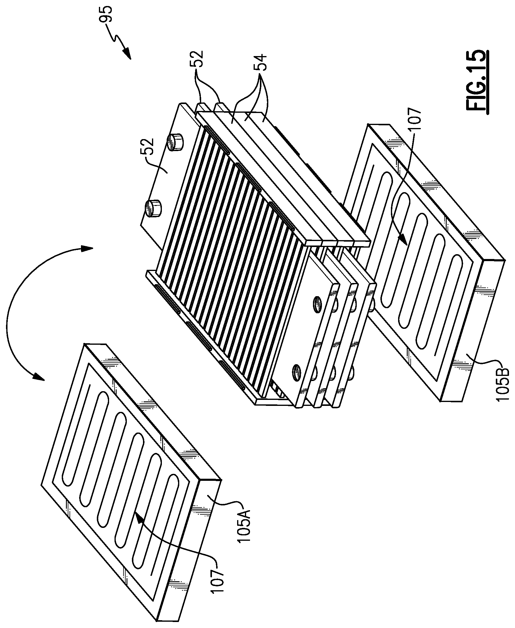 Patent US11781819 Figure 9 – Stackable core system for producing cast plate heat exchanger