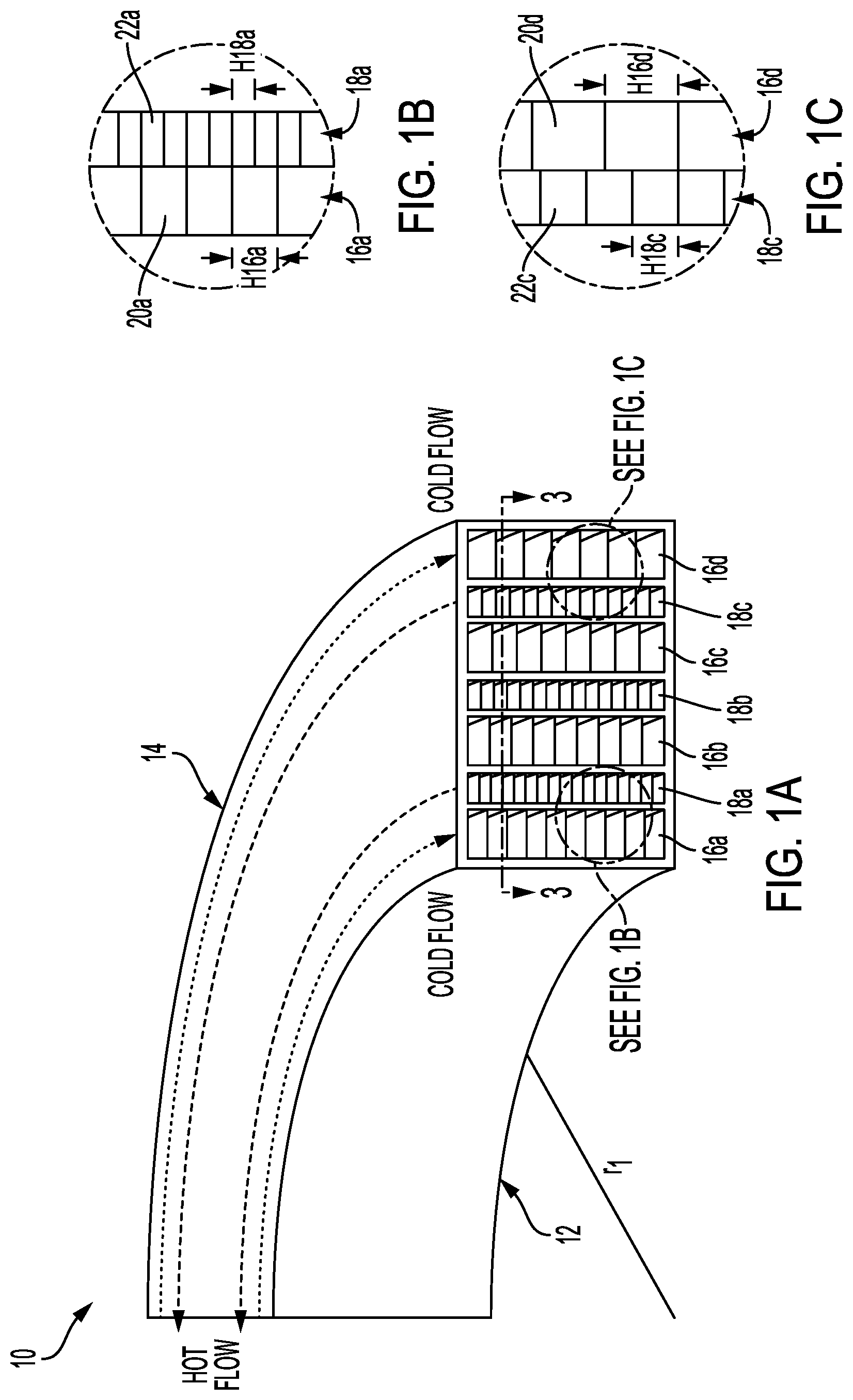 Patent US11781821 Figure 1 – Conformal heat exchanger passage features for improved flow distribution