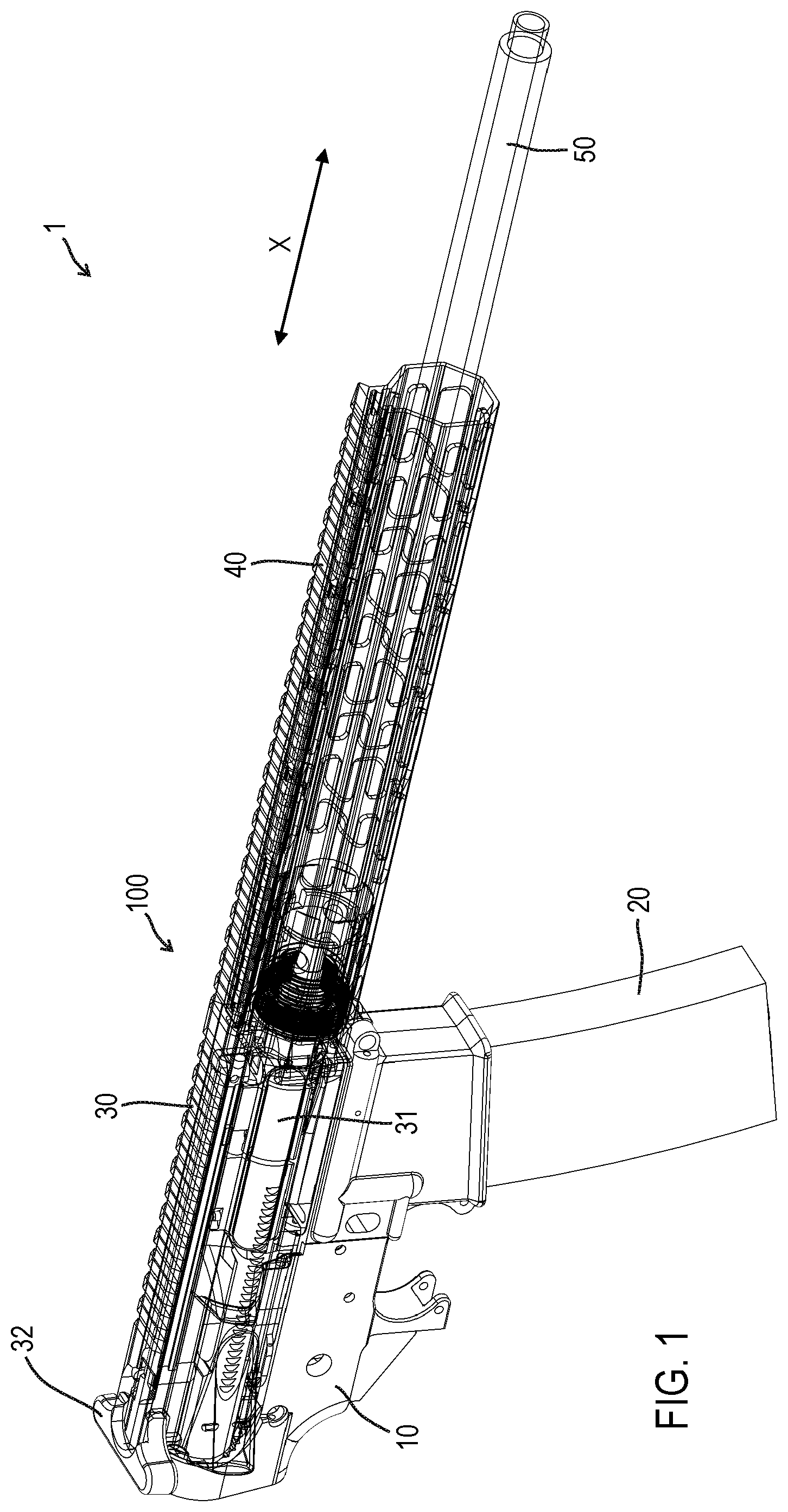 Patent US11781824 Figure 1 – Roller delayed firearm operating system