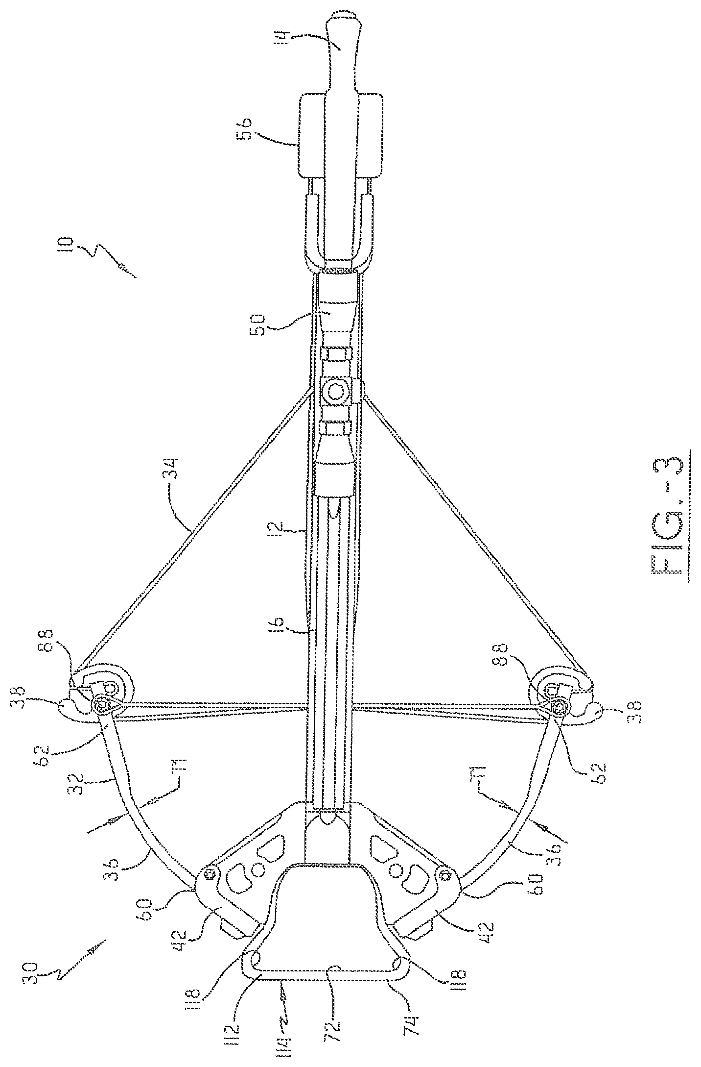 Patent US11781829 Figure 3 – Narrow crossbow with large power stroke