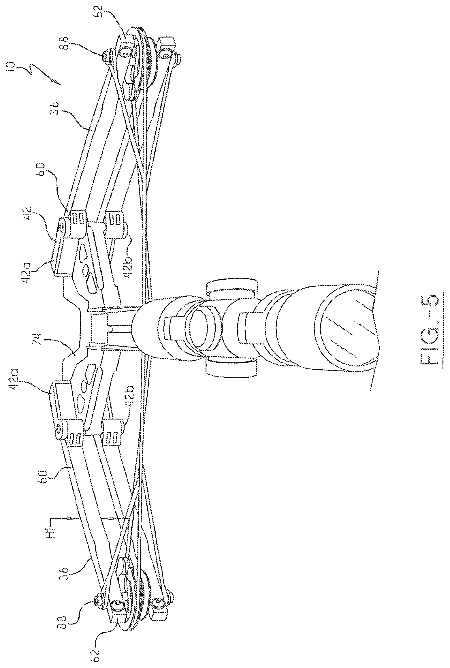 Patent US11781829 Figure 5 – Narrow crossbow with large power stroke