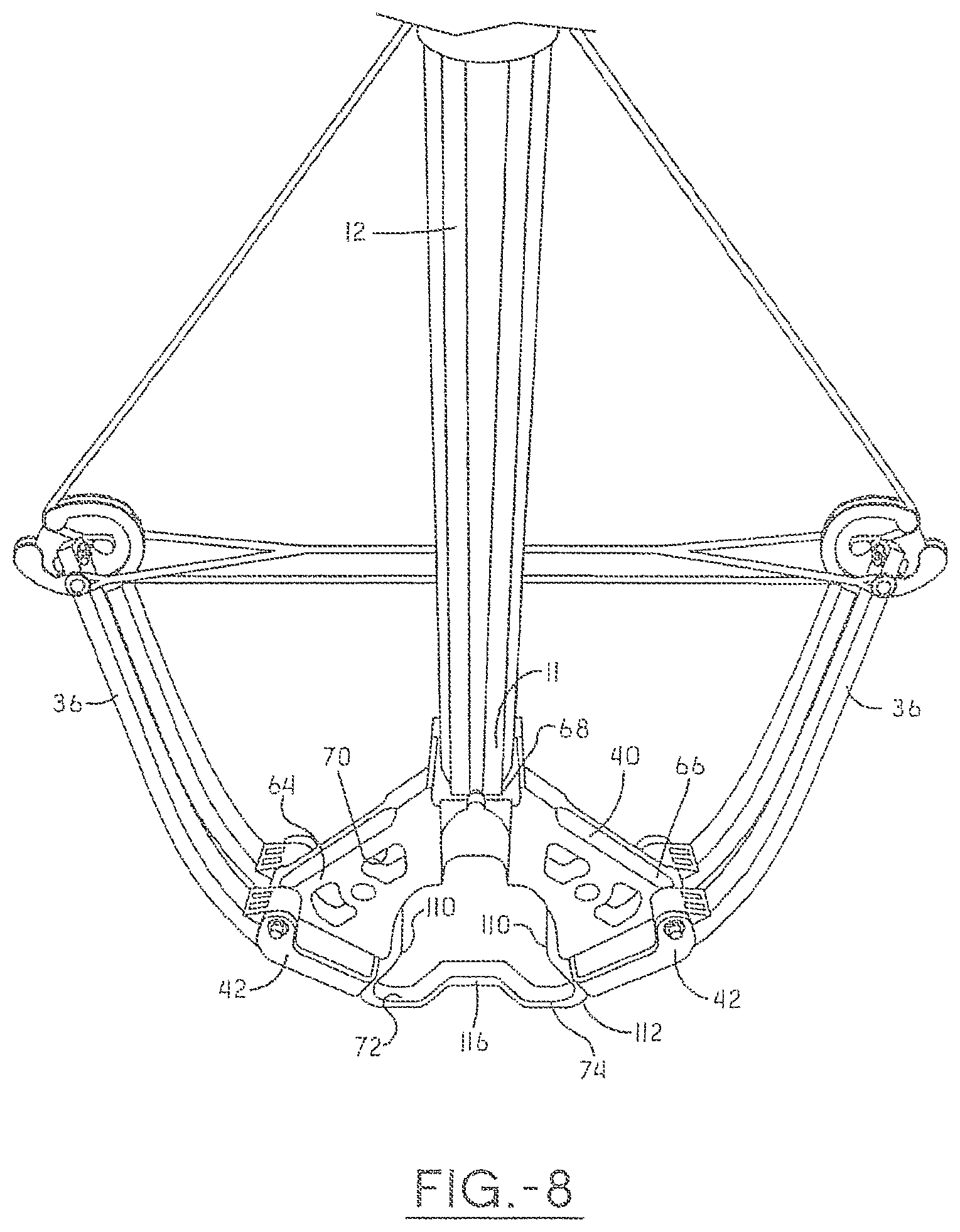 Patent US11781829 Figure 8 – Narrow crossbow with large power stroke
