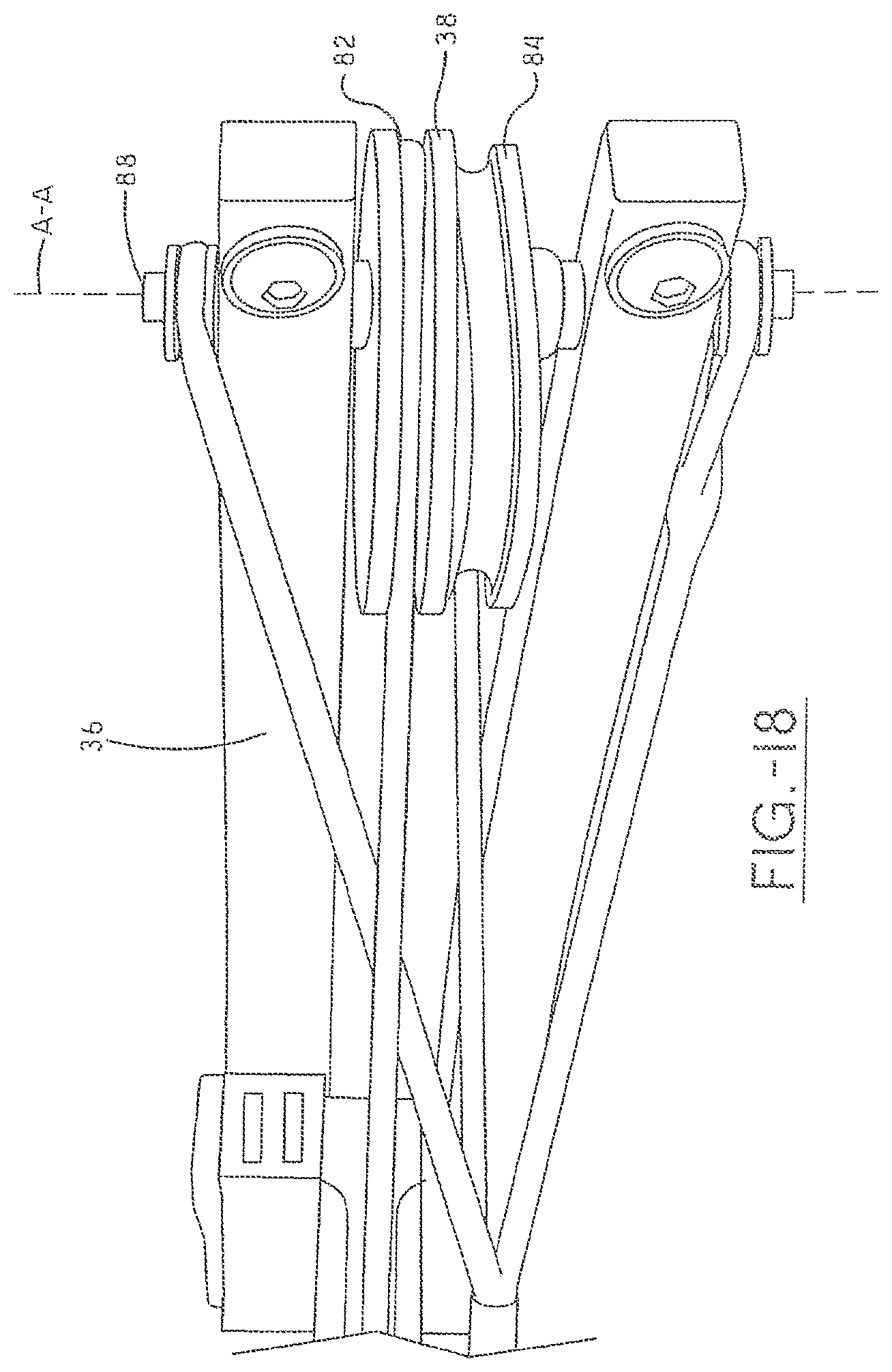 Patent US11781829 Figure 18 – Narrow crossbow with large power stroke