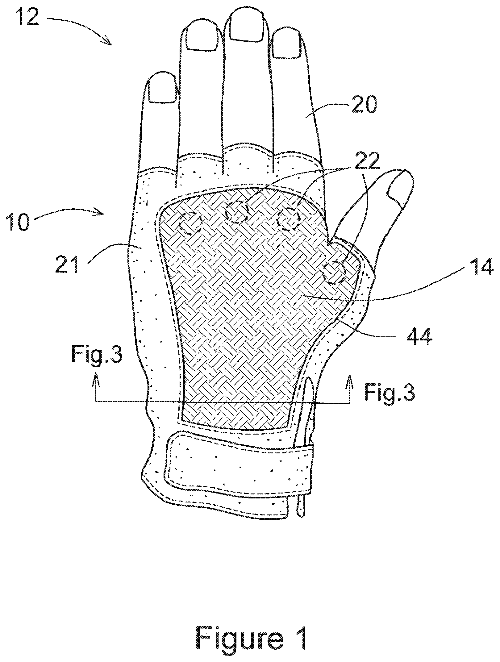 Patent US11781830 Figure 1 – Protective glove for archery shooting
