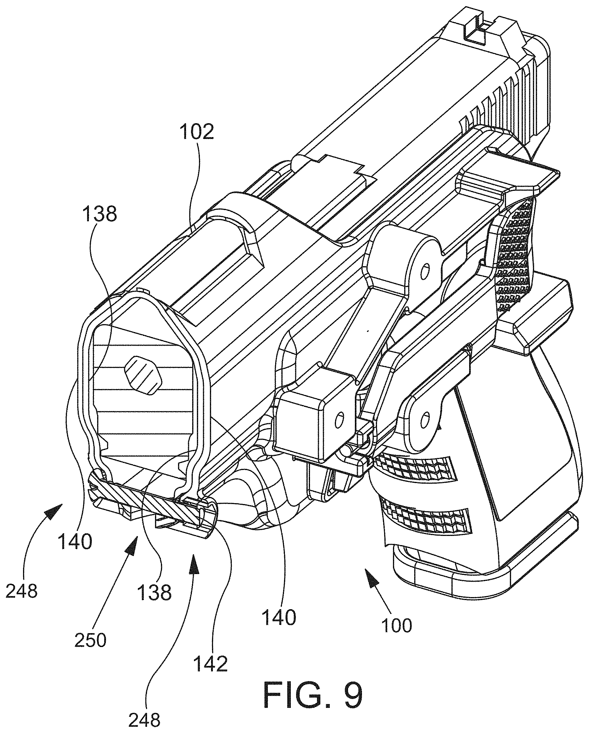 Patent US11781831 Figure 11 – Thumb-actuated locking holster system