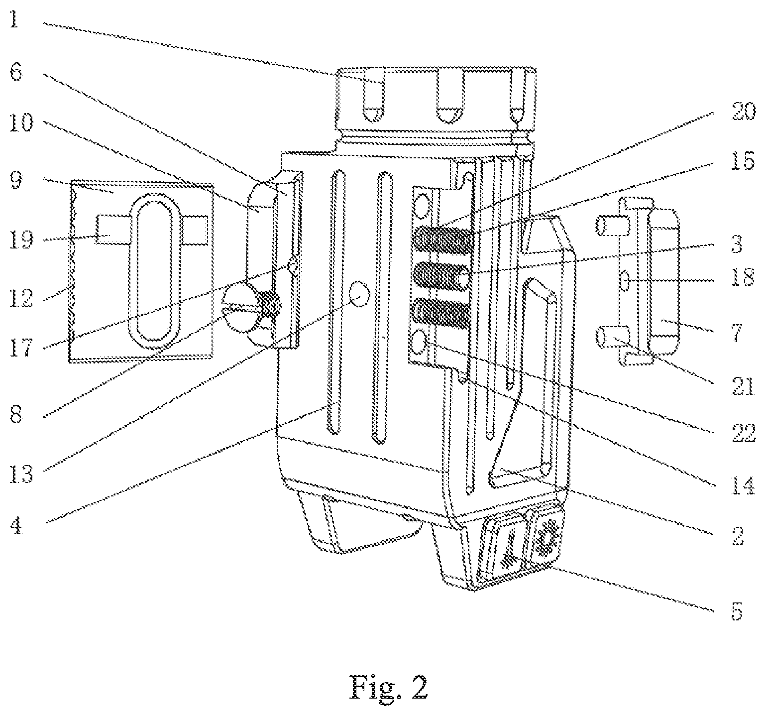 Patent US11781837 Figure 2 – Gun light positioned by a sliding guide rail
