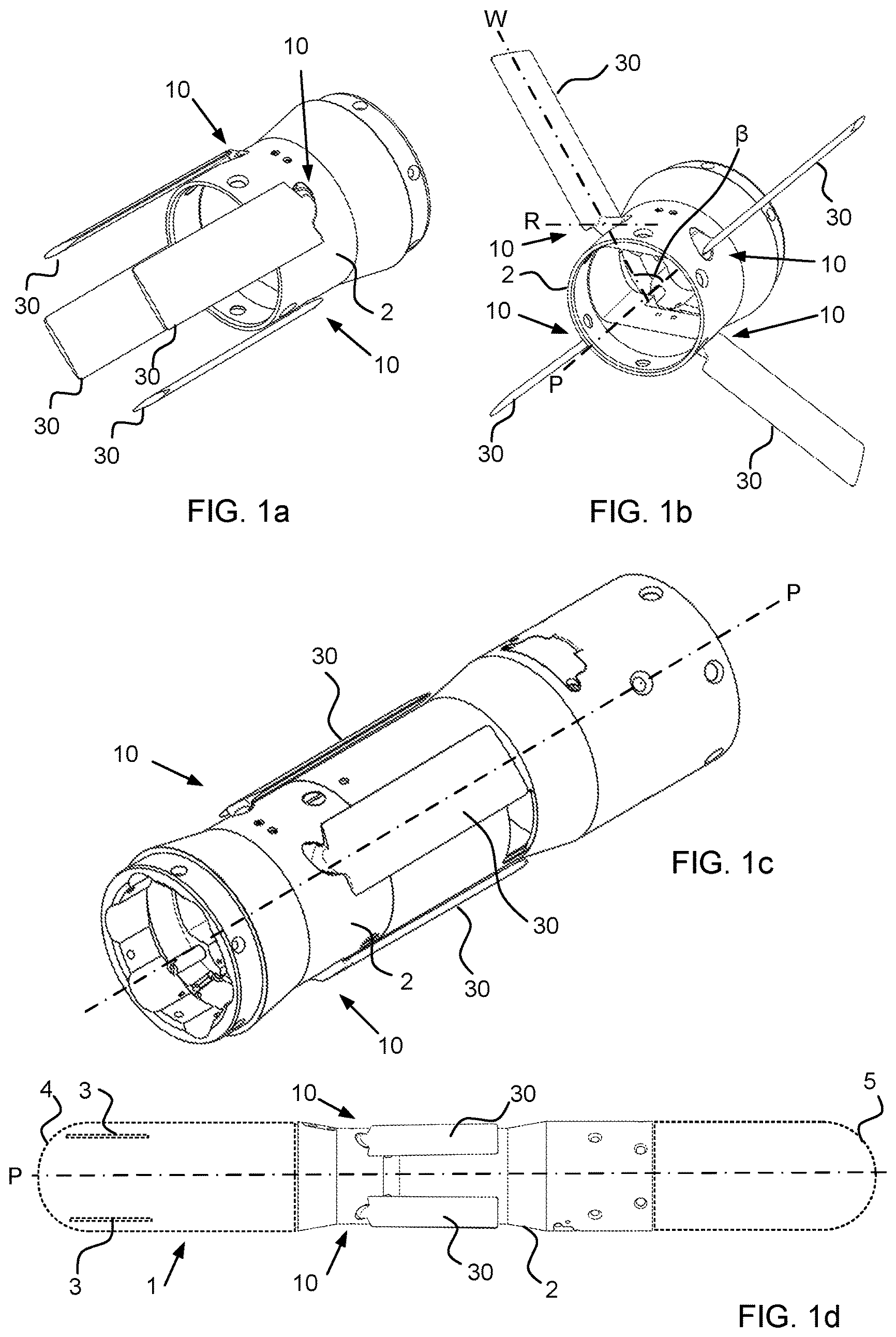 Patent US11781841 Figure 1 – Wing arrangement, a projectile, a method for deploying a wing blade, a use and a method for assembly