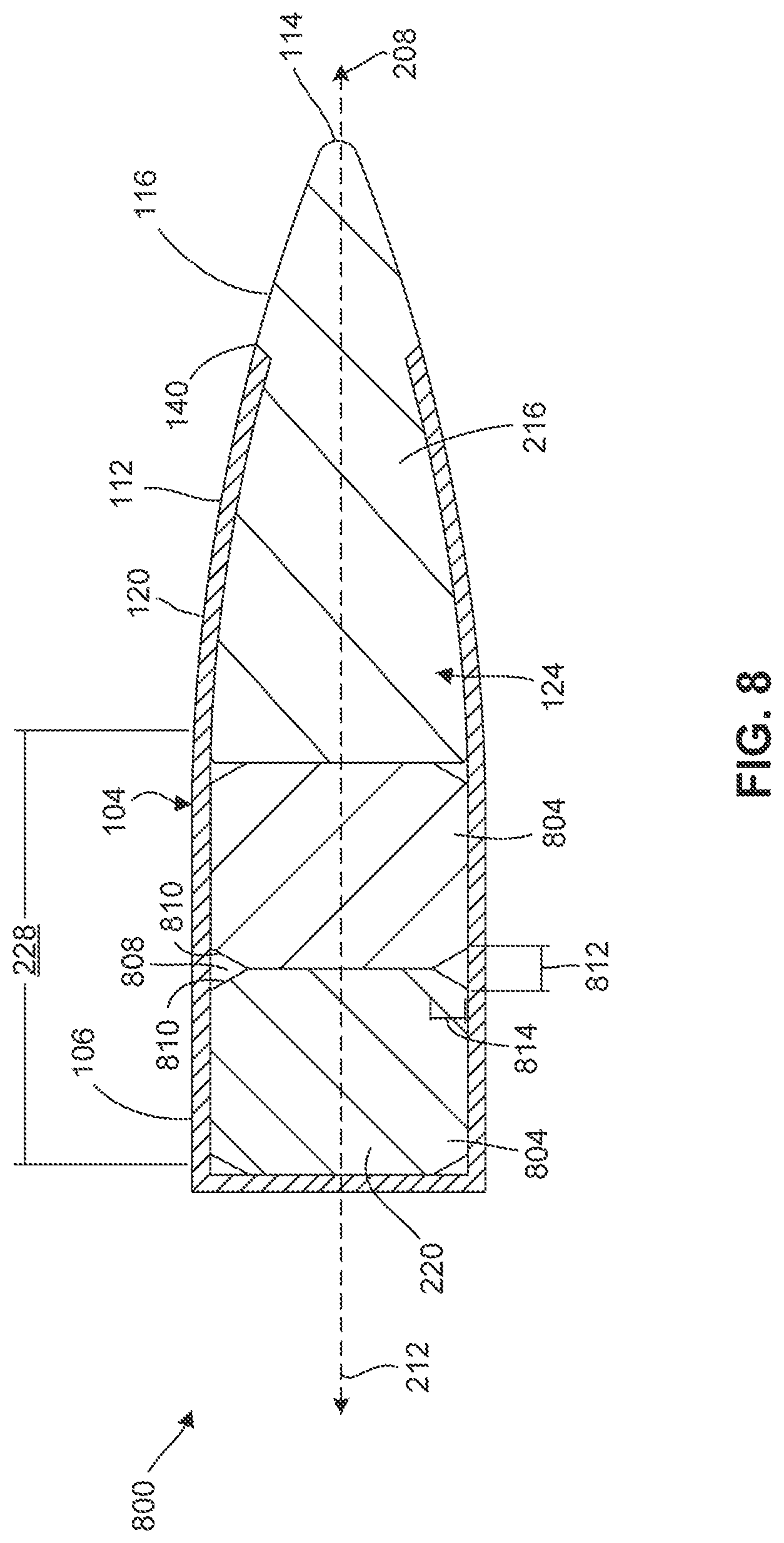 Patent US11781843 Figure 9 – Reduced stiffness barrel fired projectile