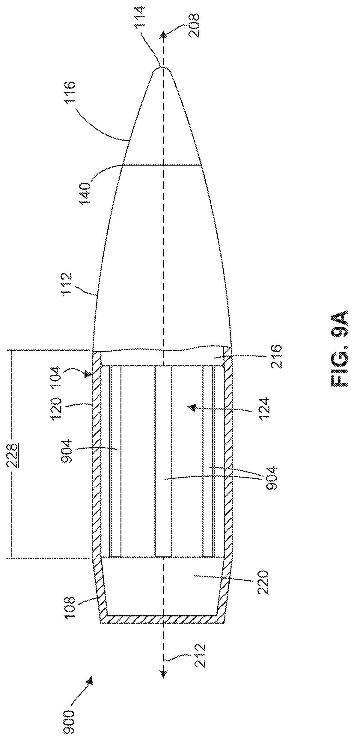 Patent US11781843 Figure 10 – Reduced stiffness barrel fired projectile