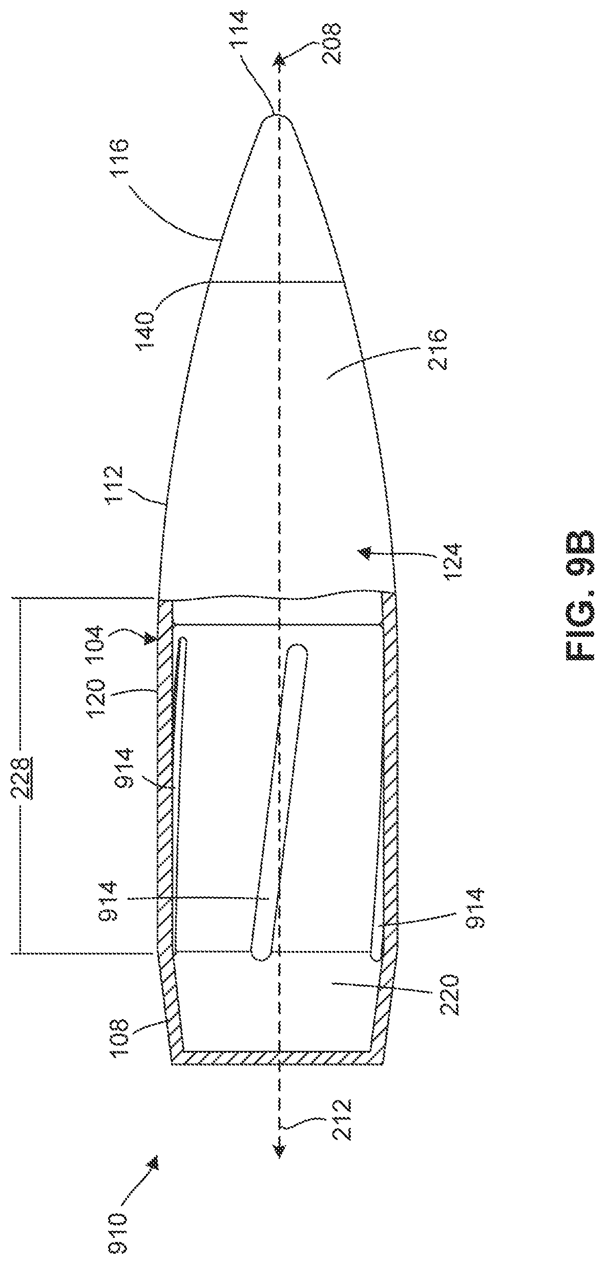 Patent US11781843 Figure 11 – Reduced stiffness barrel fired projectile