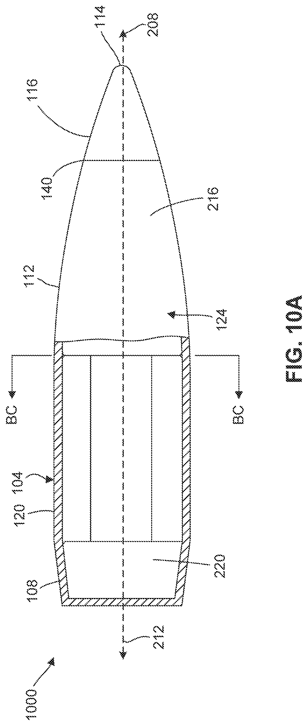 Patent US11781843 Figure 12 – Reduced stiffness barrel fired projectile