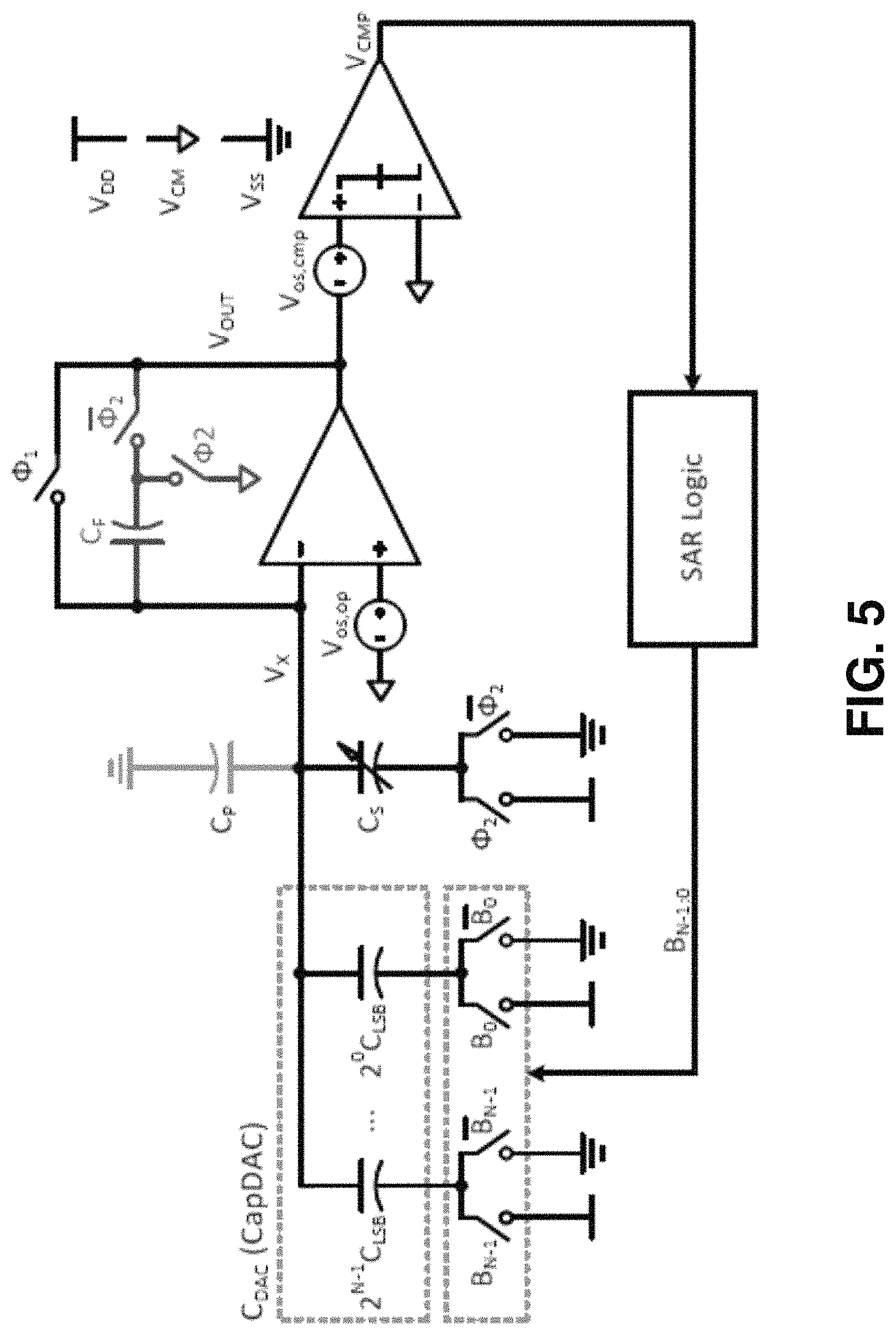 Patent US11781885 Figure 5 – Inverter-based successive approximation capacitance-to-digital converter