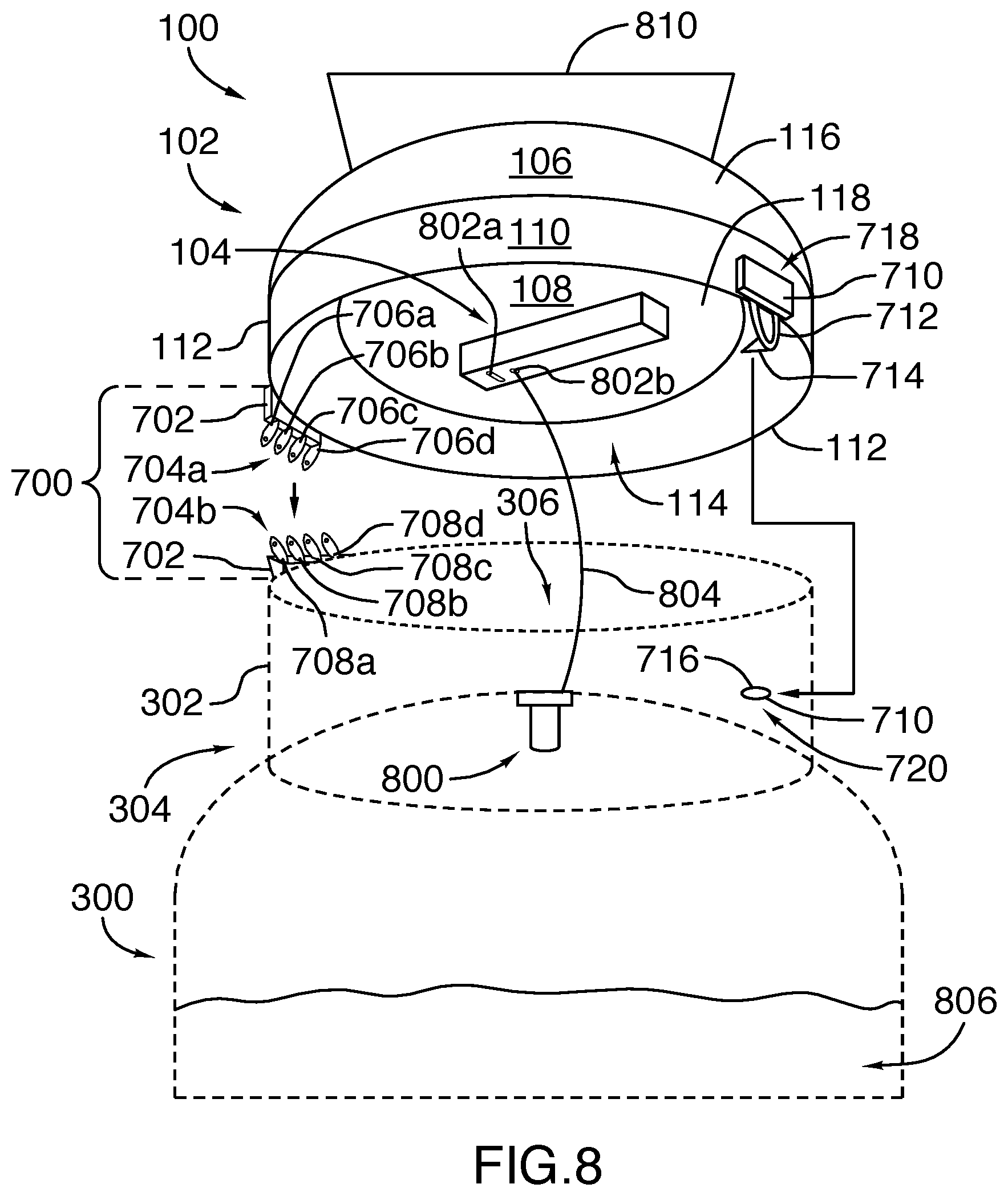Patent US11781889 Figure 8 – Methods and systems for a wireless monitoring system for a tank