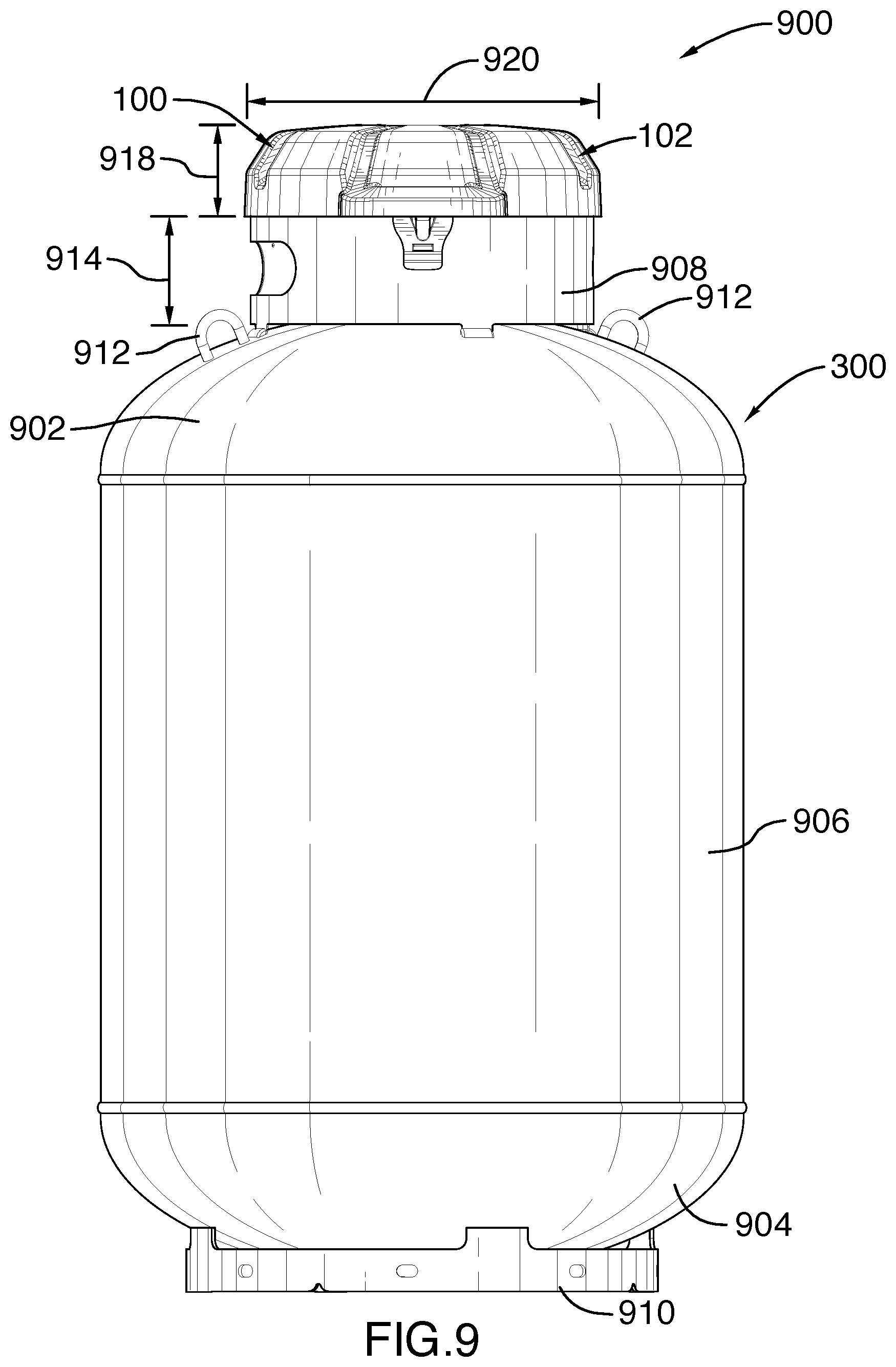 Patent US11781889 Figure 9 – Methods and systems for a wireless monitoring system for a tank