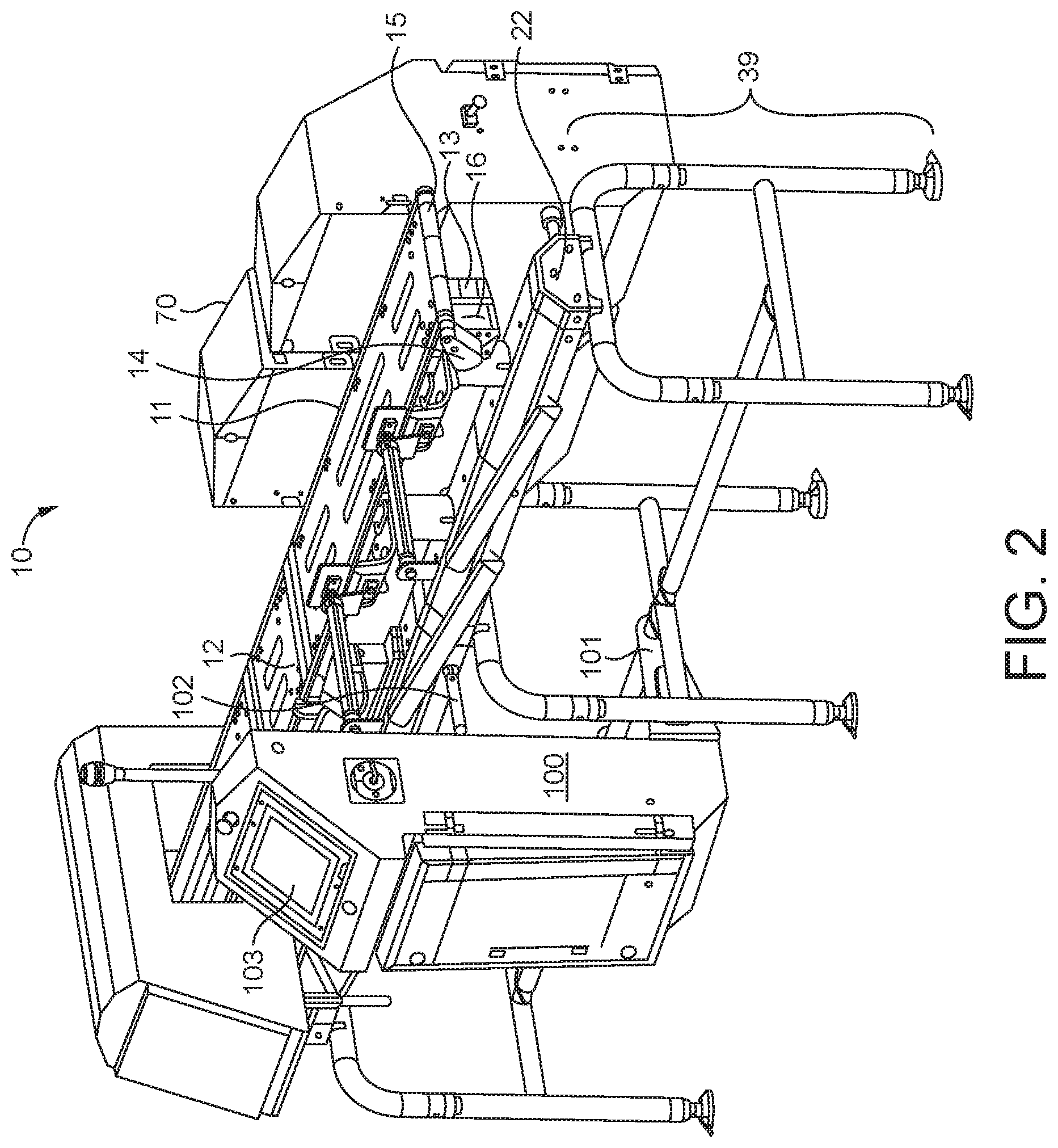 Patent US11781898 Figure 2 – Support structure for a conveyor system