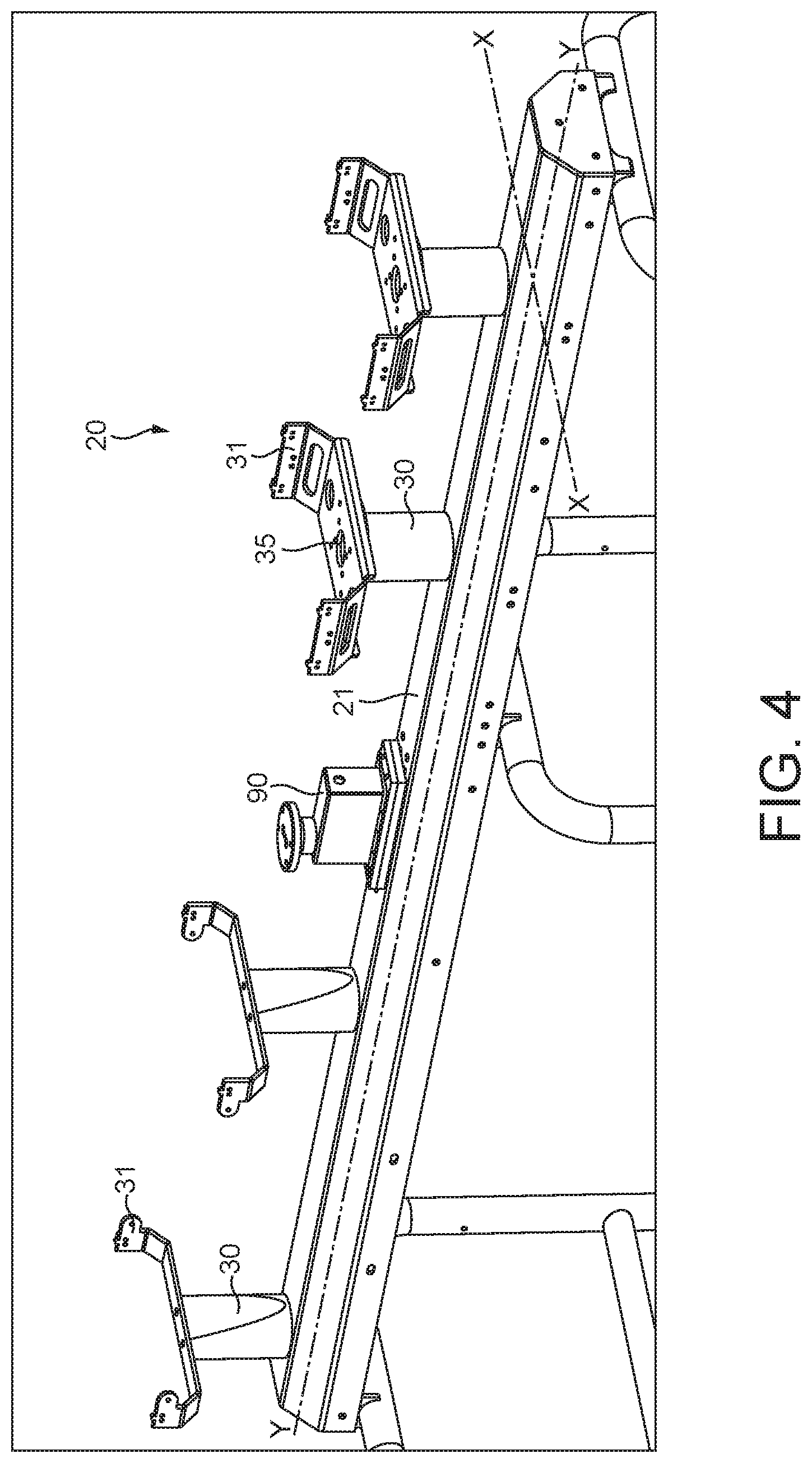 Patent US11781898 Figure 4 – Support structure for a conveyor system