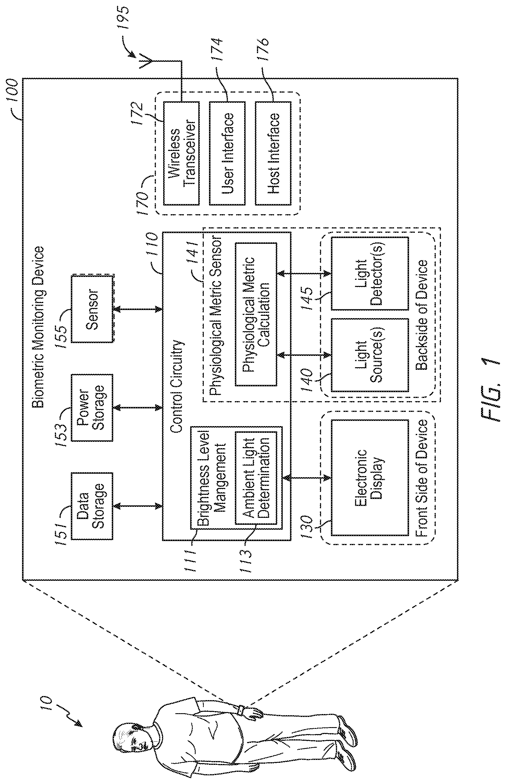 Patent US11781907 Figure 1 – Ambient light determination using physiological metric sensor data